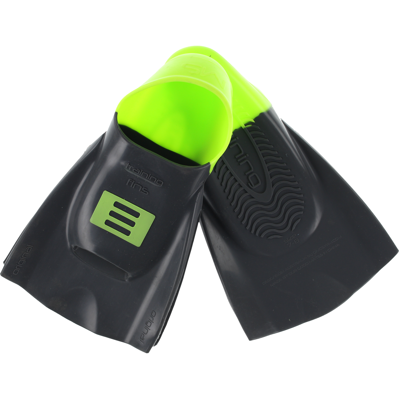 DMC Training Swim Fins for Adults - X-Large Size 12+ (Charcoal/Green) - Perfect for Lap Swimming, Snorkeling & Water Aerobics