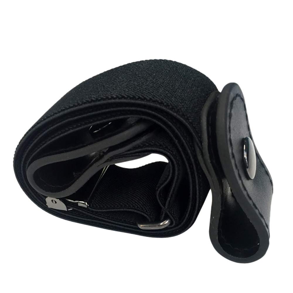 Adjustable Stretch Elastic Waist Belt for Women - No Buckle Leather Belt for Dresses & Jeans (Black) | Perfect for Casual & Formal Outfits