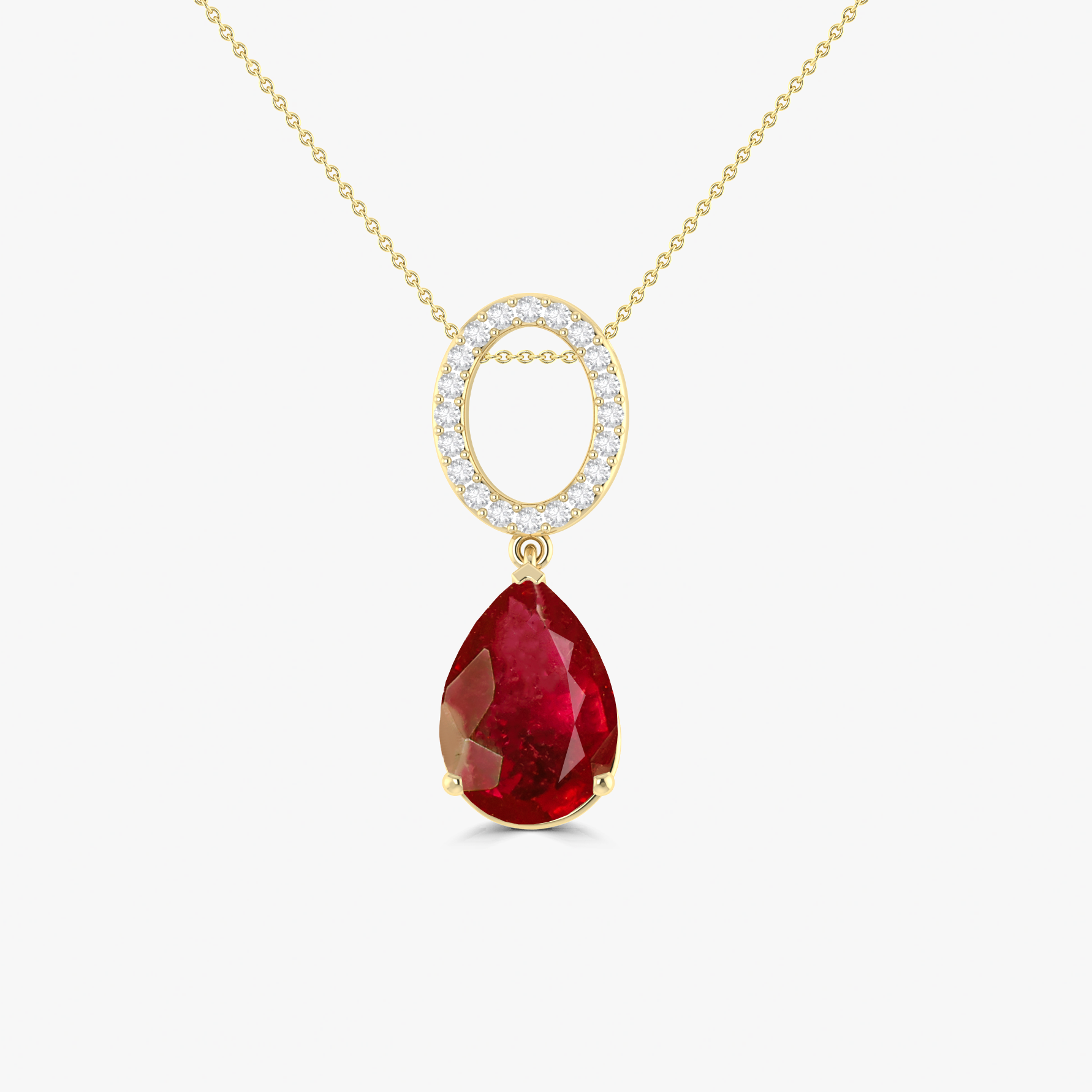 Natural Ruby Pear Stone Drop Chain Pendant Necklace for Women - Elegant Dainty Jewelry Gift for Birthday, Anniversary & Valentine's Day