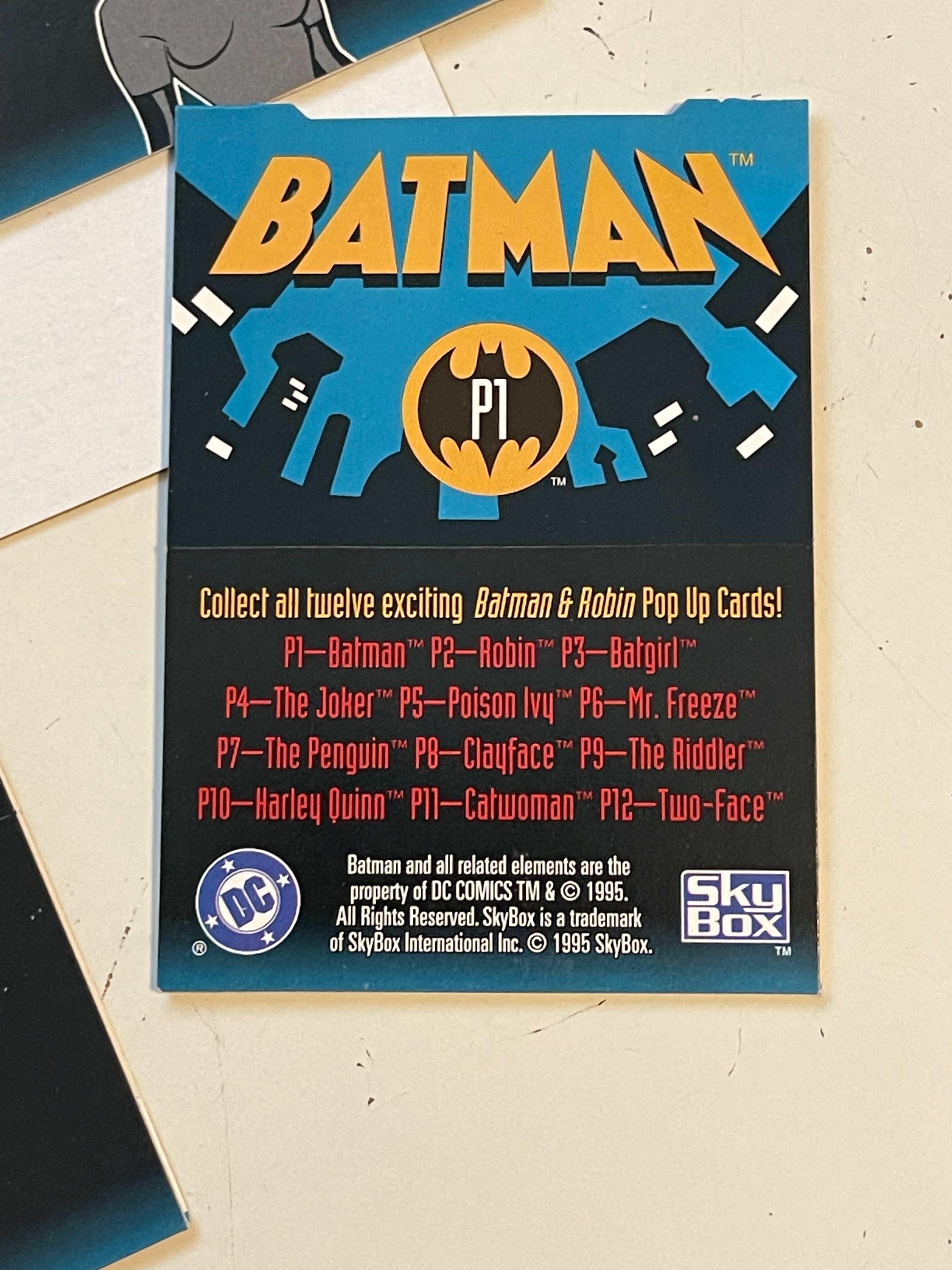 Vintage 1995 Batman Animated Series Pop-Up Insert Cards Set - Collectible Trading Cards for Fans & Gift Ideas