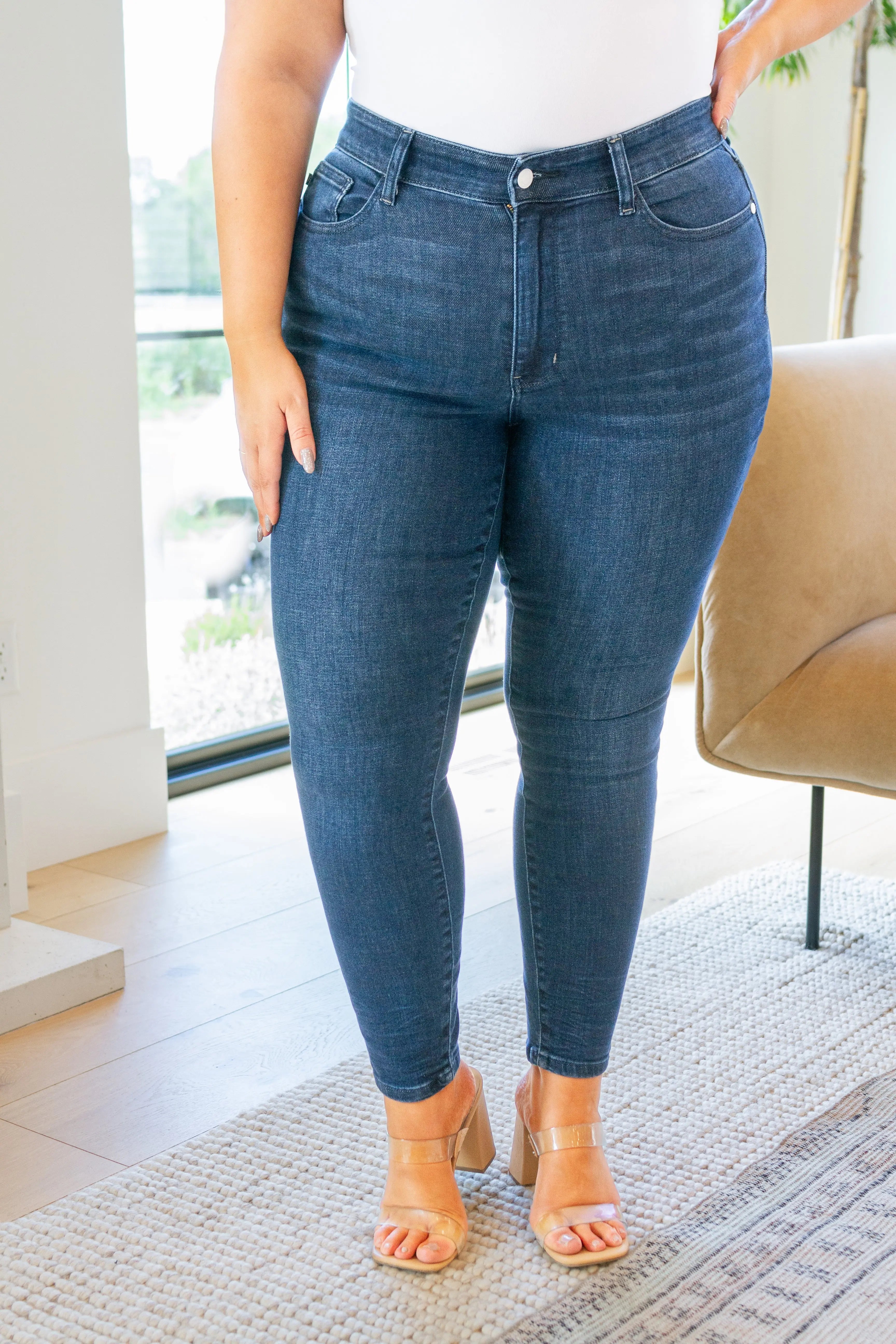Addison Mid Rise Crinkle Ankle Skinny Jeans for Women - Stretch Denim Pants, Comfortable & Trendy - Perfect for Casual Outfits, Date Nights & Office Wear