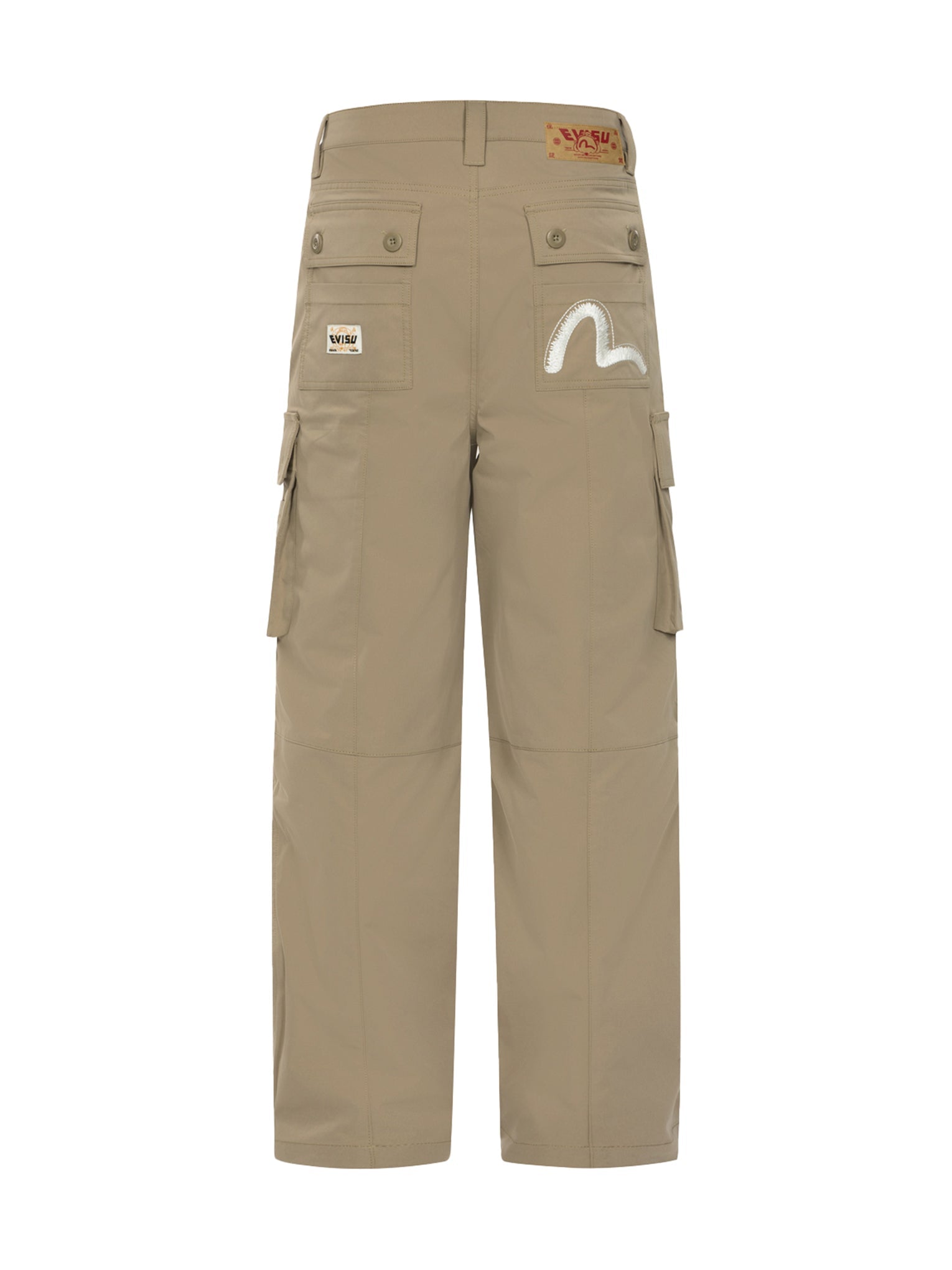 Stylish Kamon & Seagull Embroidered Loose Fit Cargo Pants for Men - Comfortable Streetwear & Casual Outdoor Wear
