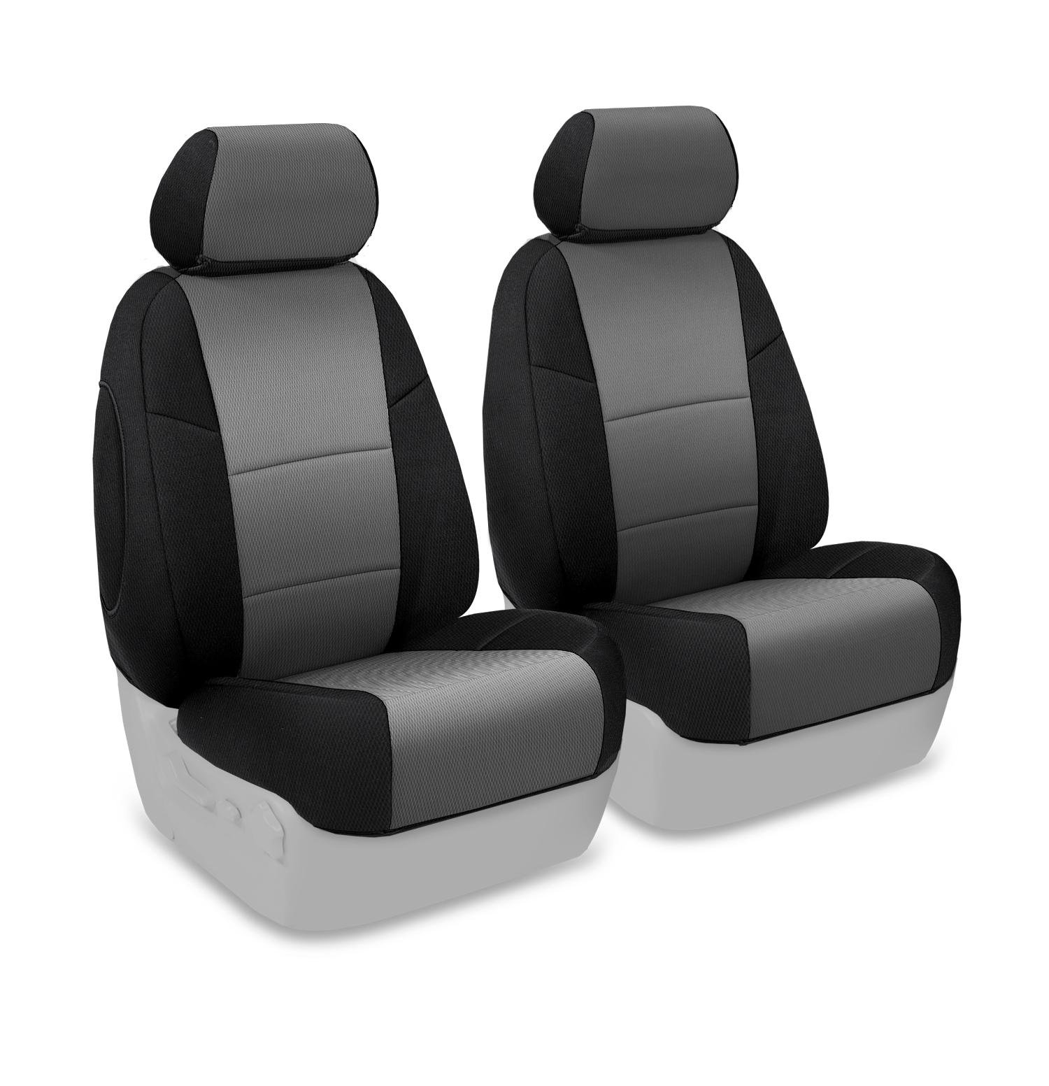 Coverking Custom Fit Front 50/50 Bucket Seat Cover for Honda Civic - Spacermesh 2-Tone Gray & Black | Durable Protection for Daily Commute & Road Trips