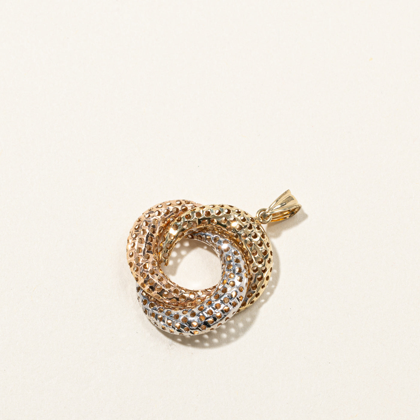Elegant Tri-Tone Gold Textured Pendant Necklace for Women - Perfect for Parties, Weddings & Everyday Wear