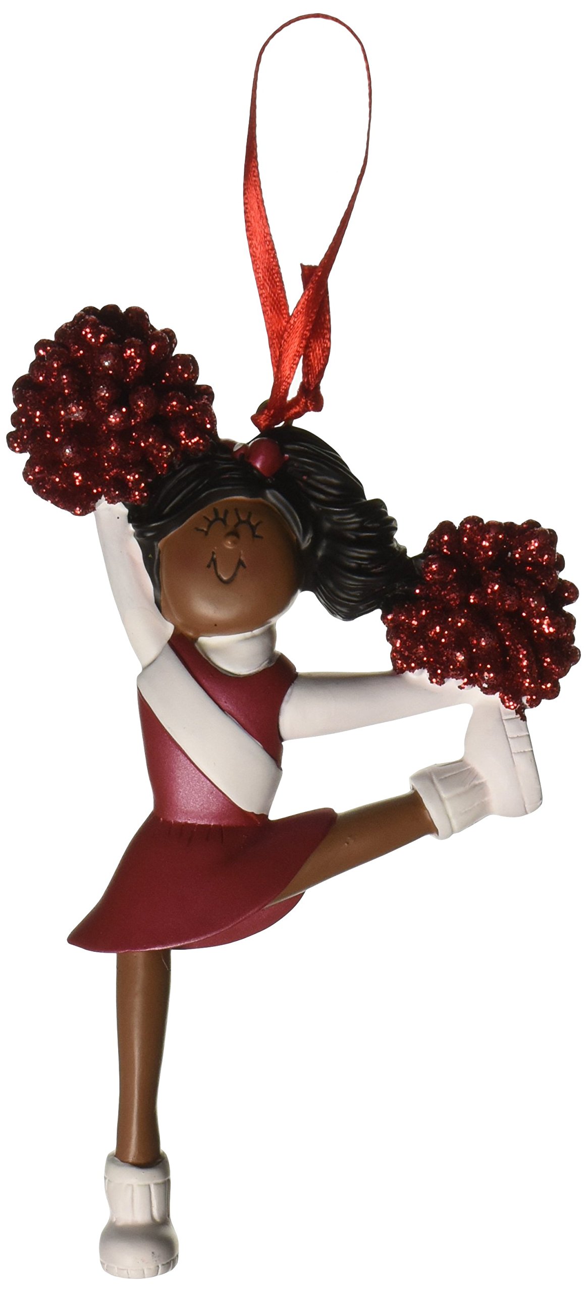 African American Red Cheerleader Figurine - OC-006-R-AA - Collectible Sports Decor for Home, Office & Game Day Displays