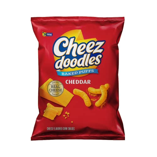 Wise Snacks Cheez Doodles Baked Puffs - Real Cheddar Cheese, Gluten Free Snacks (0.875oz, 42 Count) | Perfect for Parties, Movie Nights & Lunchboxes