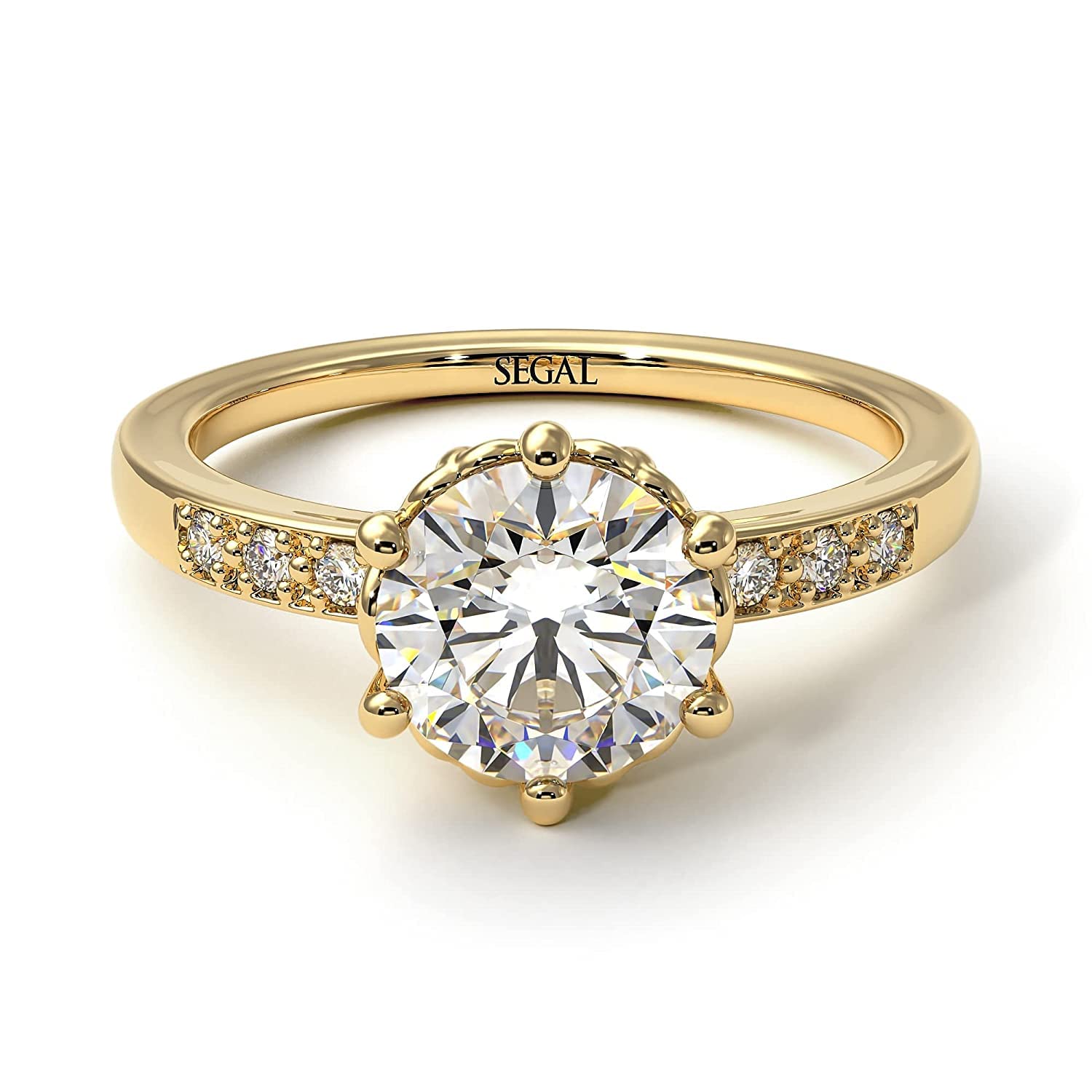 Classic 18K-14K Gold Engagement Ring with White Lab-Created Diamond | Vintage Style Wedding Band for Proposals & Anniversaries - Olivia Collection