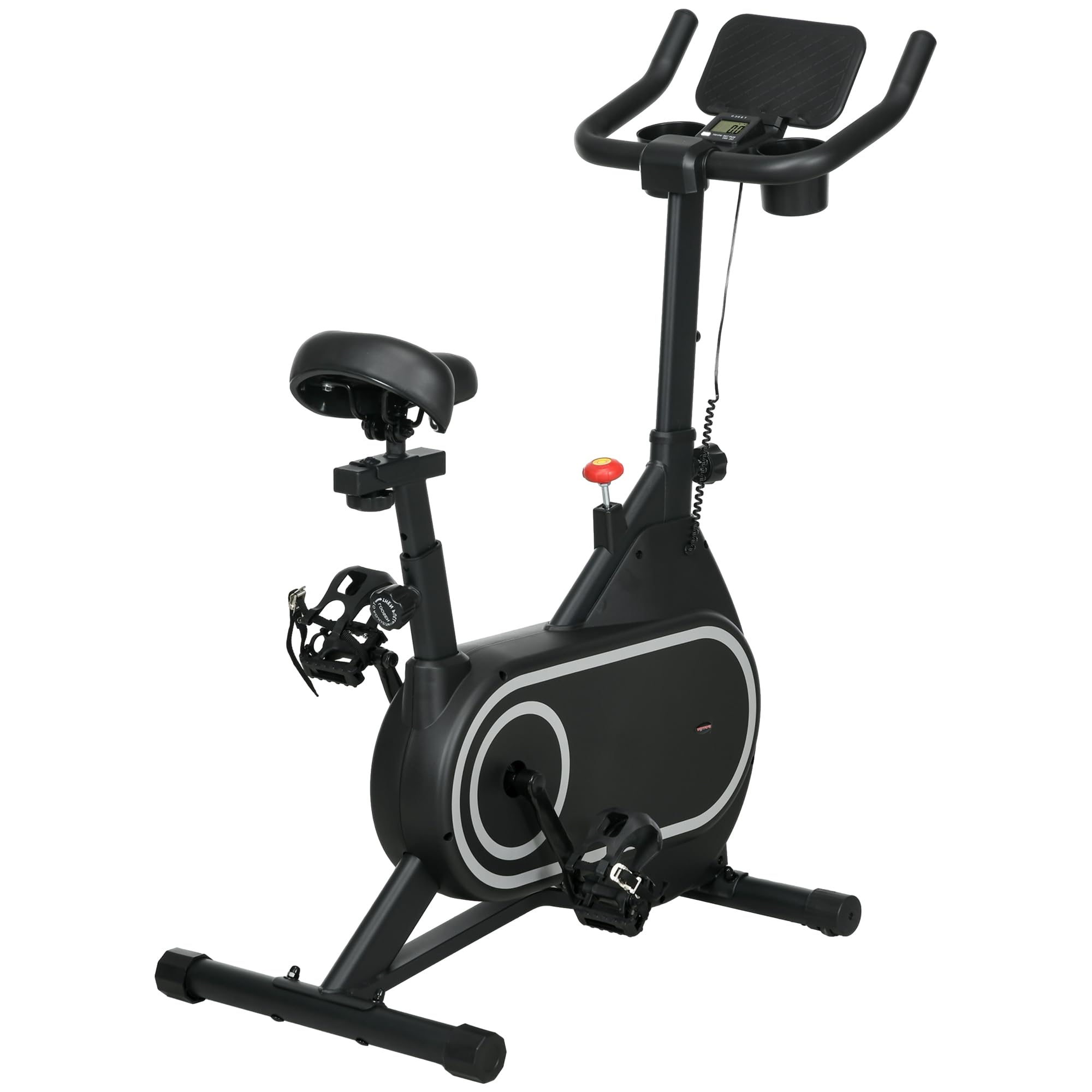 HOMCOM Indoor Cycling Bike - Quiet Magnetic Exercise Bike with LCD Display, Adjustable Seat & Handlebars, iPad Holder & Cup Holder - Cardio Workout Bike for Home Gym (Black Steel) | Perfect for Home Fitness, Apartment Workouts & Low-Impact Cardio Training