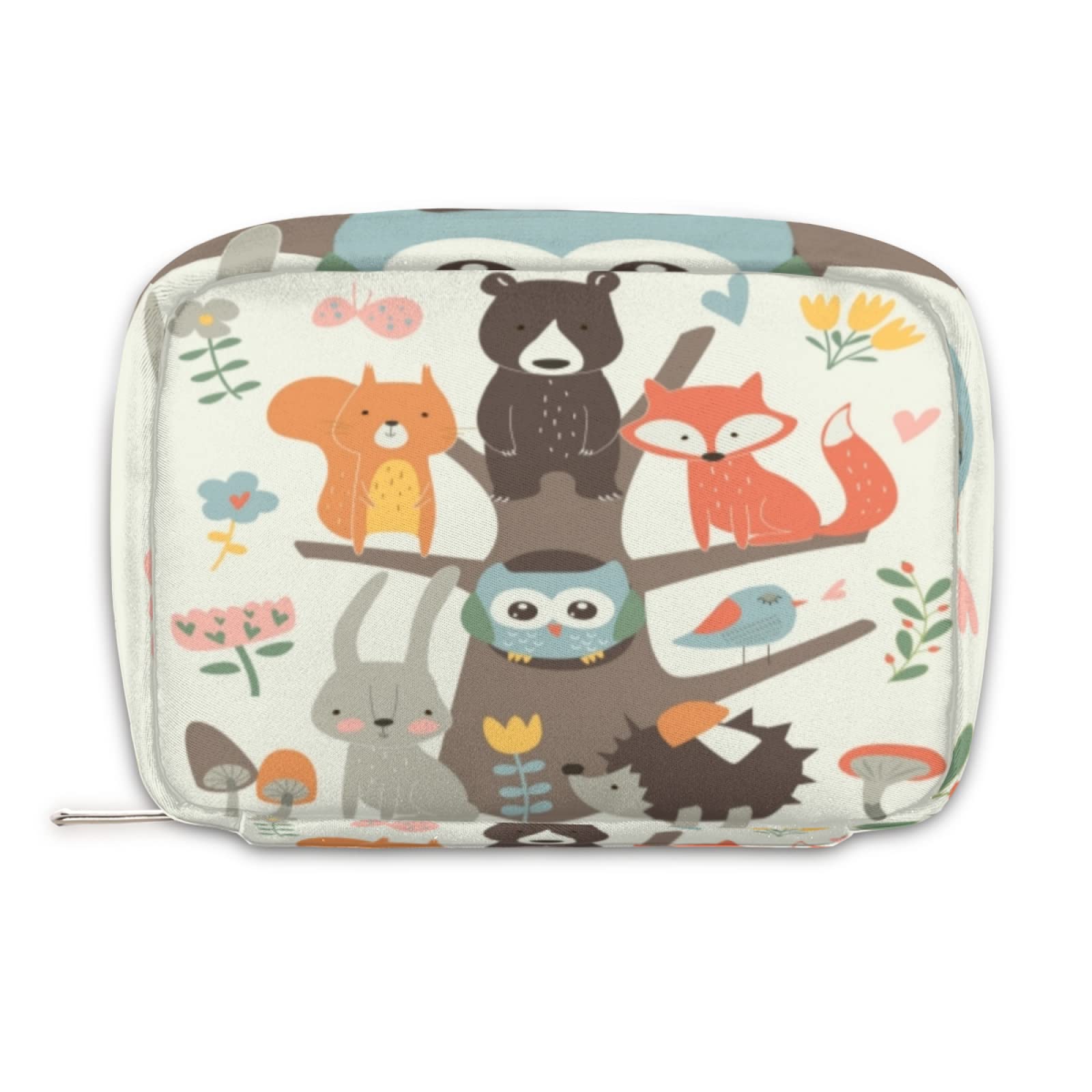 Waterproof Animal Print Makeup Bag for Women - Fox, Hedgehog & Bear Design Travel Cosmetic Pouch, Small Toiletry Organizer for Purse, Gym & Beauty Essentials | Perfect for Travel, Work & Daily Use