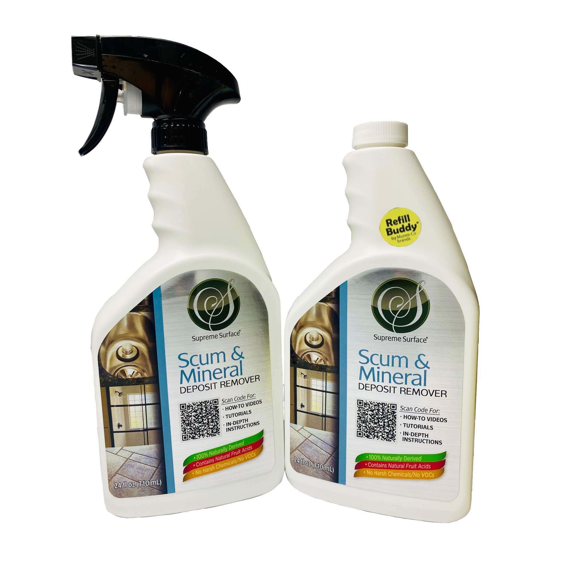Scum & Mineral Deposit Remover - 2 Pack | Effective Bathroom & Kitchen Cleaner for Shower, Sink & Faucet Stains | Hard Water Stain Remover for Home Use