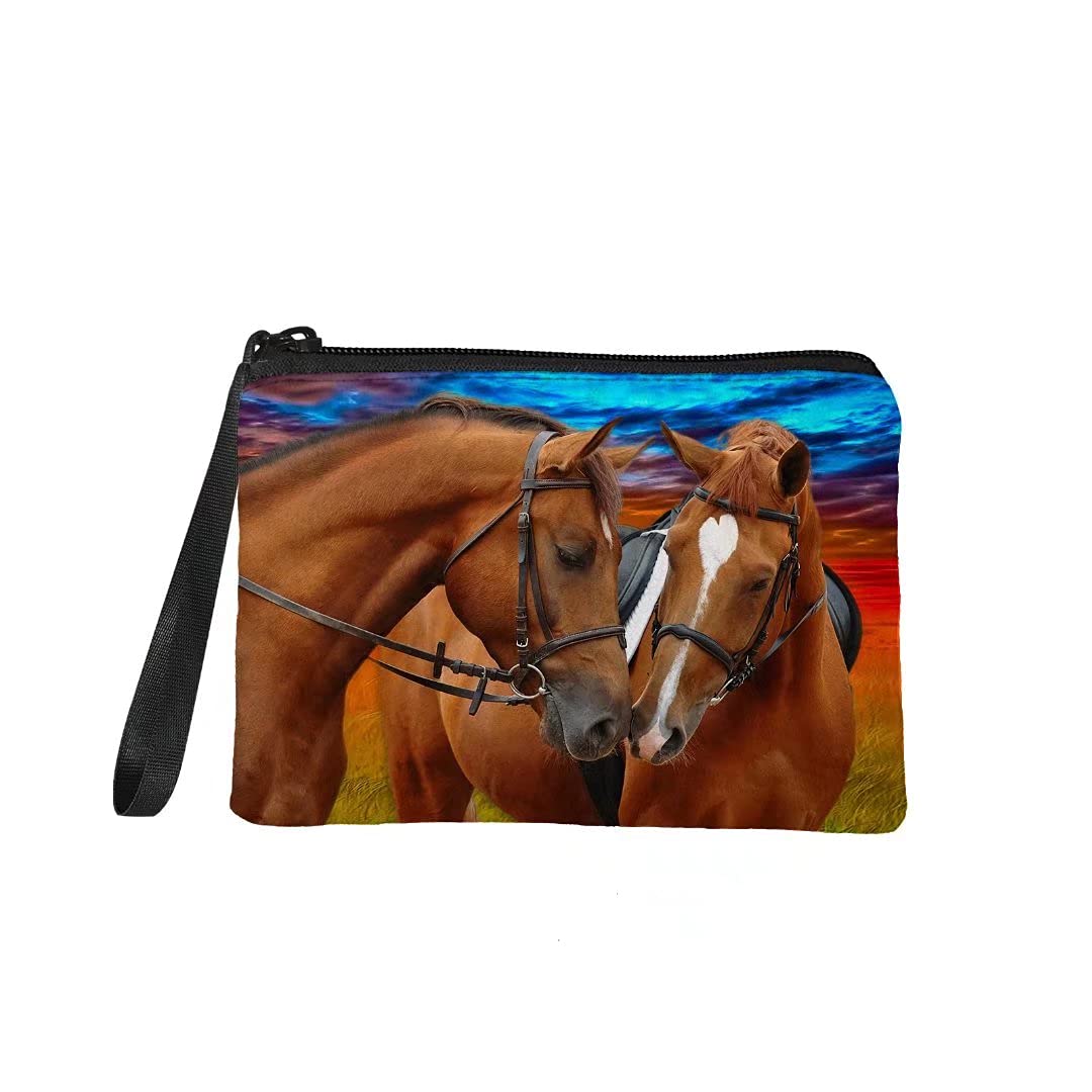 NRBEAWD Women's Horse Print Zipper Wallet - Stylish Coin Purse & Cash Pouch for Everyday Use, Travel, and Gifts