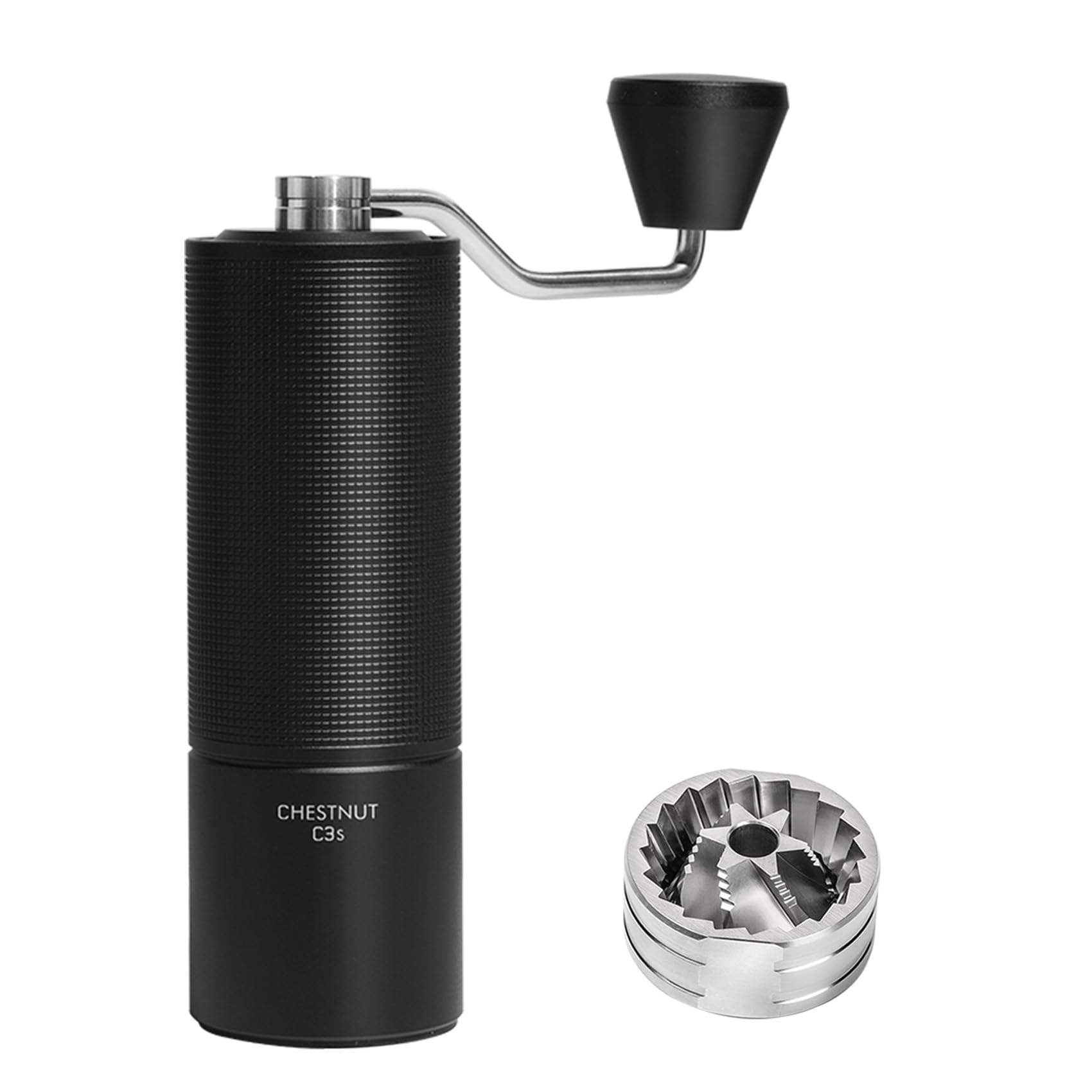 TIMEMORE Chestnut C3S Manual Coffee Grinder - Premium Stainless Steel S2C Conical Burr for Espresso, French Press & Pour Over | Portable Hand Grinder with Adjustable Settings | Perfect for Travel, Camping & Home Brewing | Black