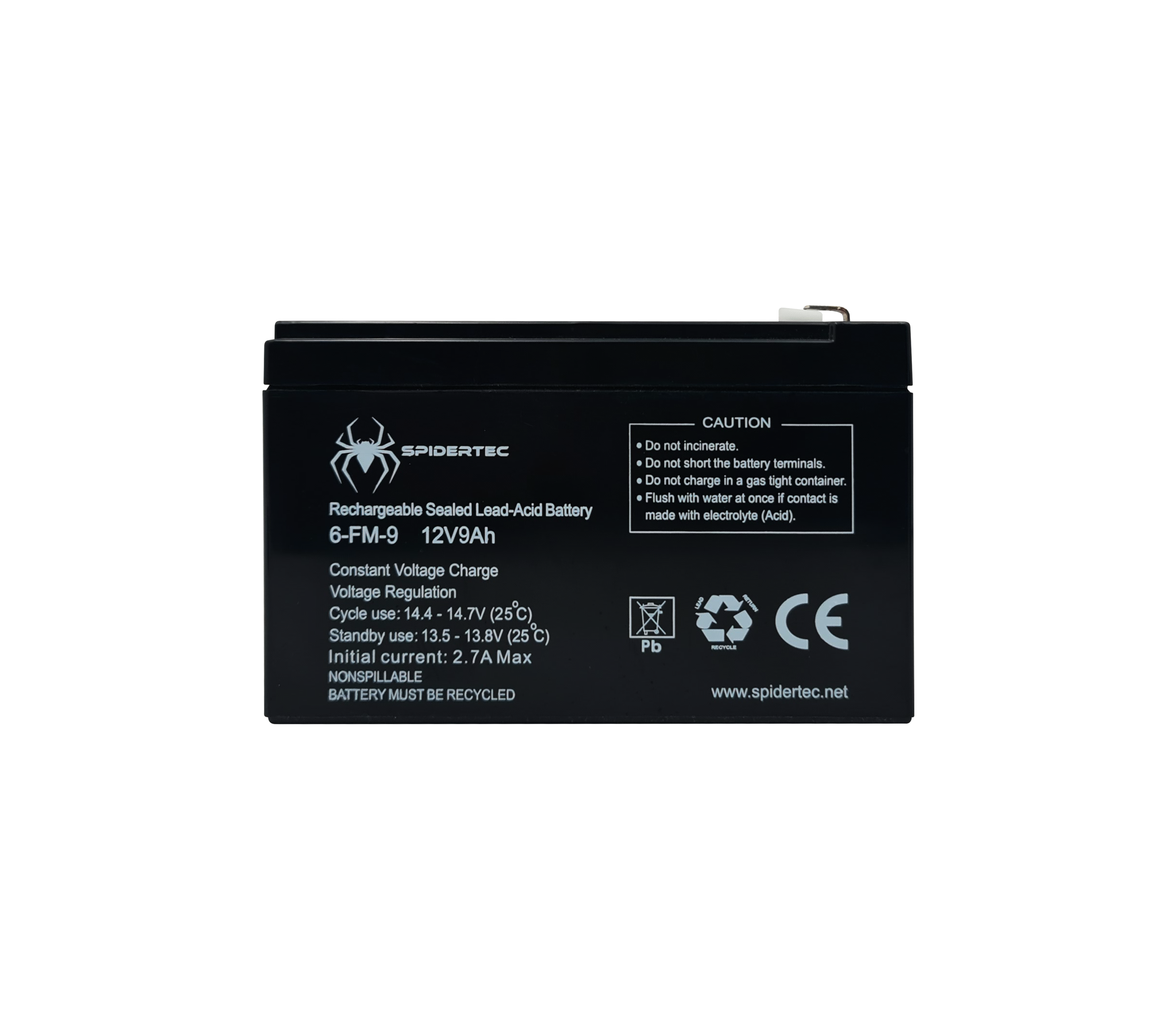 12V 9AH Spidertec UPS Battery - Backup Power Supply for Home, Office & Emergency Use - Compatible with Security Systems, Routers & Electronics