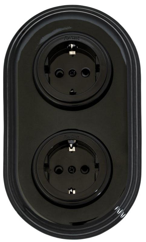Double Outlet Black Porcelain/Plastic Wall Plate - Perfect for Home, Office, and Commercial Electrical Installations