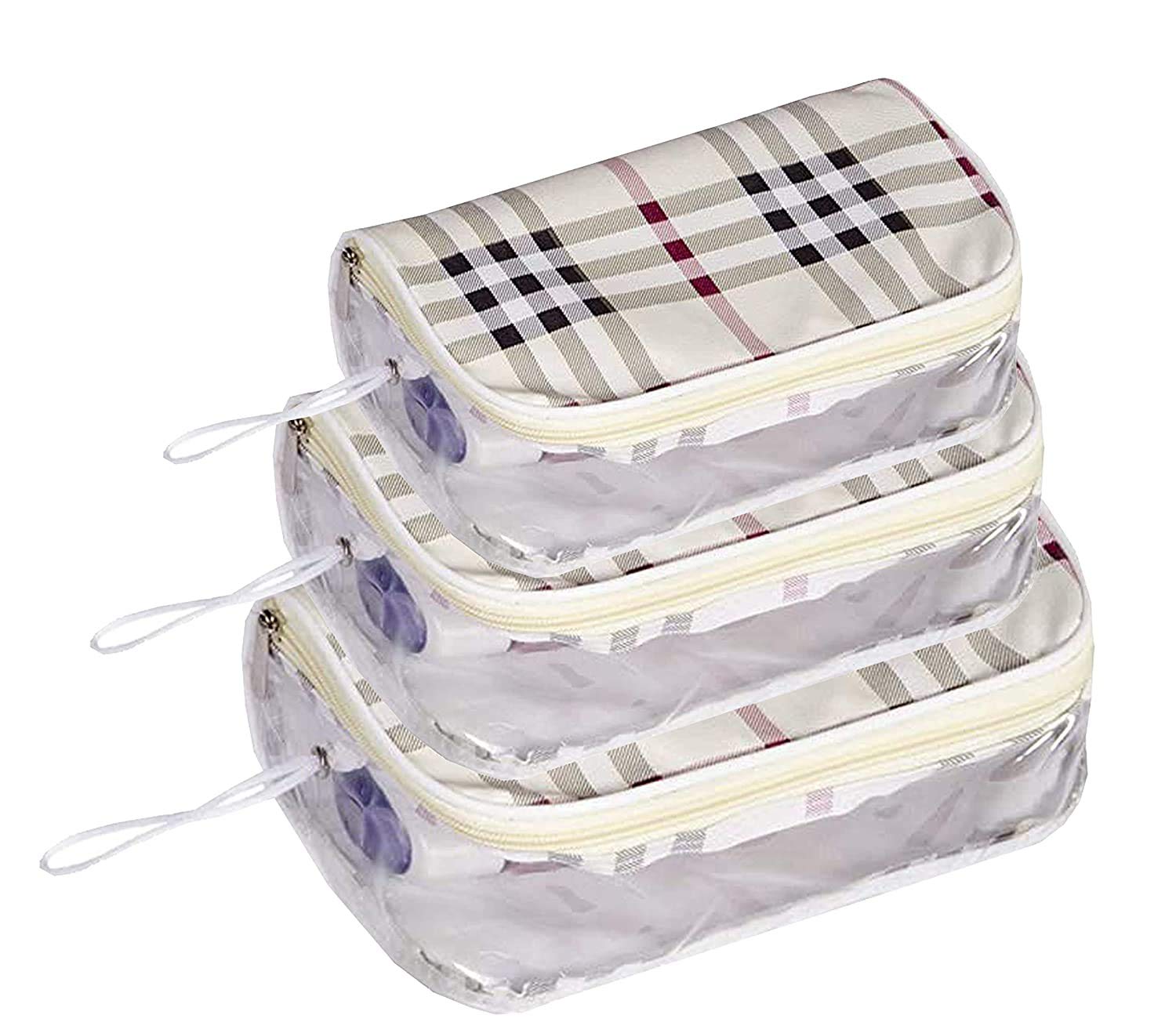 Vital Creations 3-Piece Clear Makeup Pouch Set - Waterproof Cosmetic Organizer Bag for Travel, Gym & Daily Essentials Storage | Toiletry Kit for Women & Men | Perfect for Makeup Brushes, Skincare & Travel Accessories