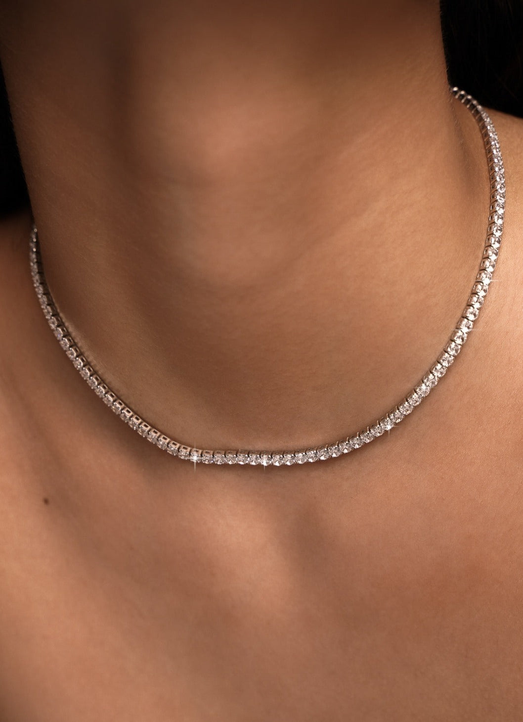 Elegant Sterling Silver Tennis Necklace for Women - Perfect for Weddings, Parties & Everyday Luxury