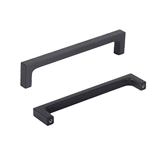 10 Pack Matte Black Kitchen Cabinet Handles - 5 Inch Hole Center Square Drawer Pulls for Modern Cabinets & Furniture (Black) - Perfect for Kitchen, Bathroom, Office & DIY Home Renovation