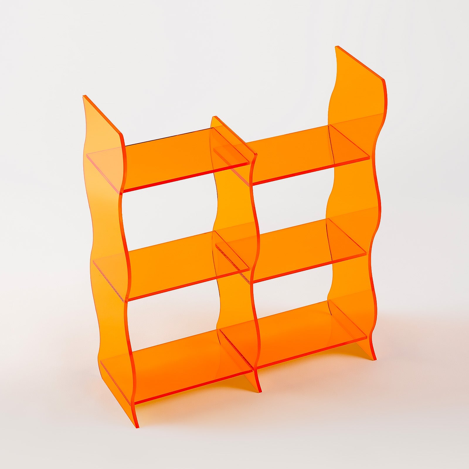 Ventray Wave Shape Acrylic Countertop Organizer - Stylish Orange Desktop Storage for Makeup, Office Supplies & Jewelry | Perfect for Bathroom, Vanity & Home Office Organization