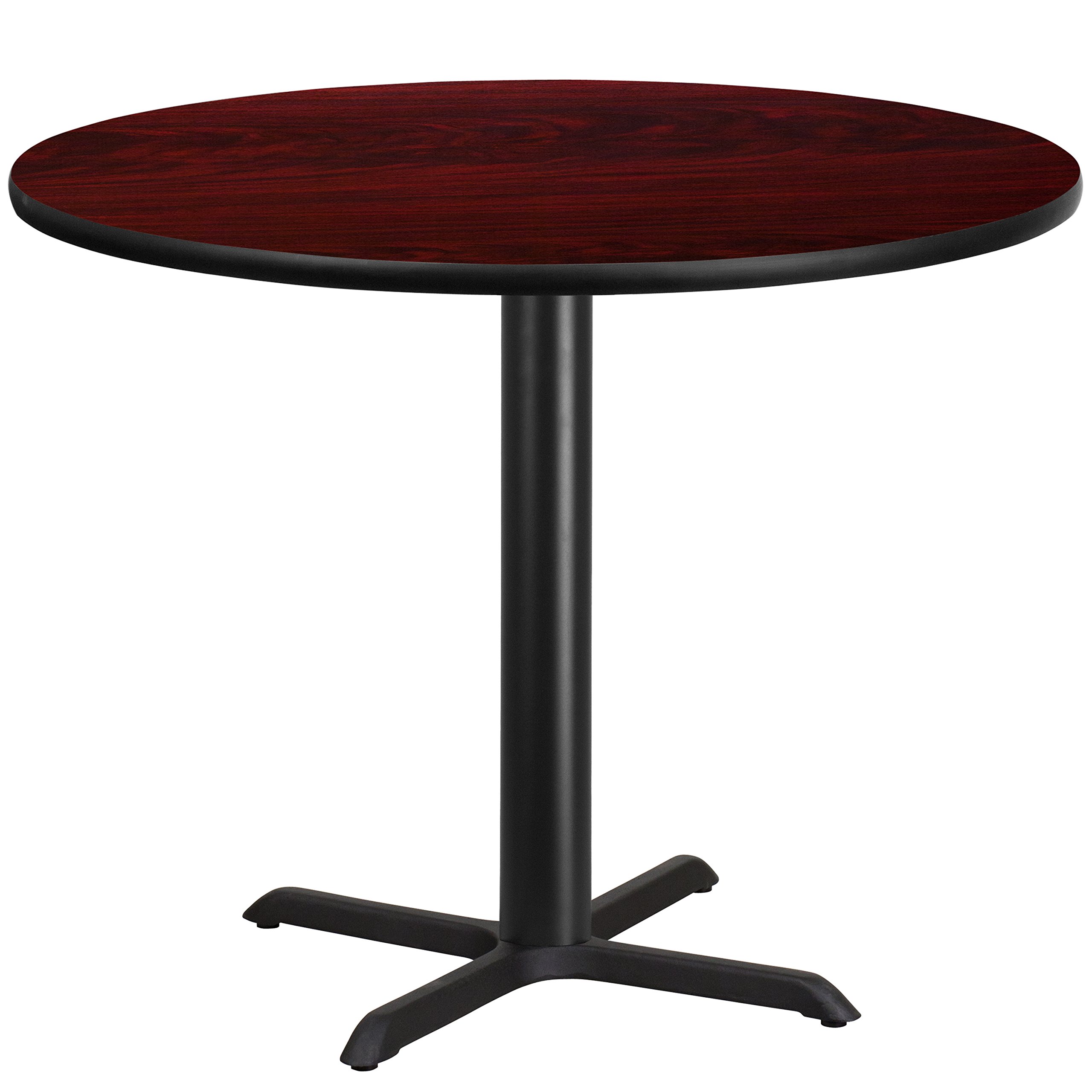 Flash Furniture 42-Inch Round Mahogany Laminate Dining Table with 33x33-Inch Sturdy Base - Perfect for Kitchen, Dining Room, or Outdoor Entertaining