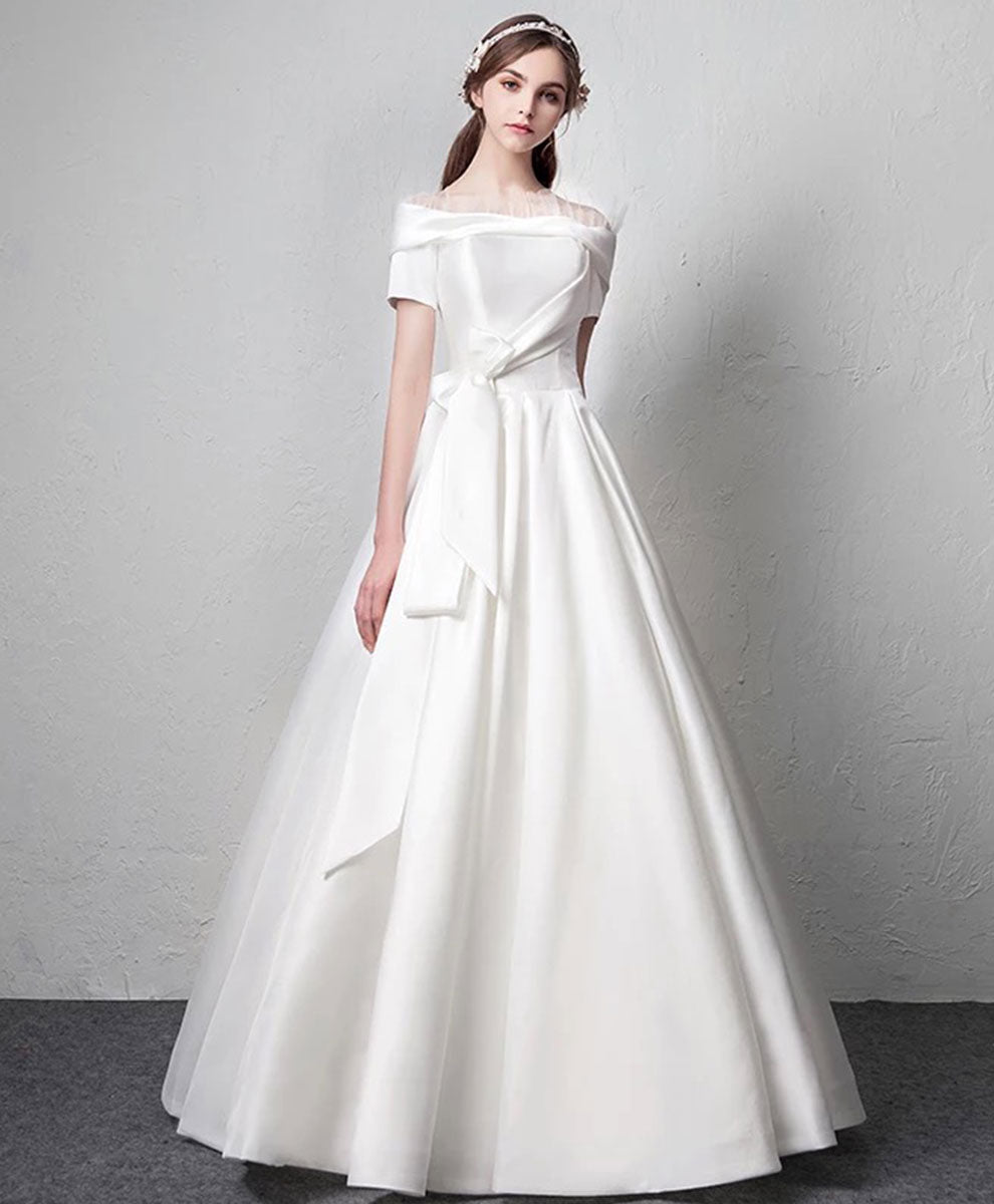 Elegant White Satin Long Prom Dress - Floor Length Evening Gown for Formal Events, Homecoming, and Special Occasions