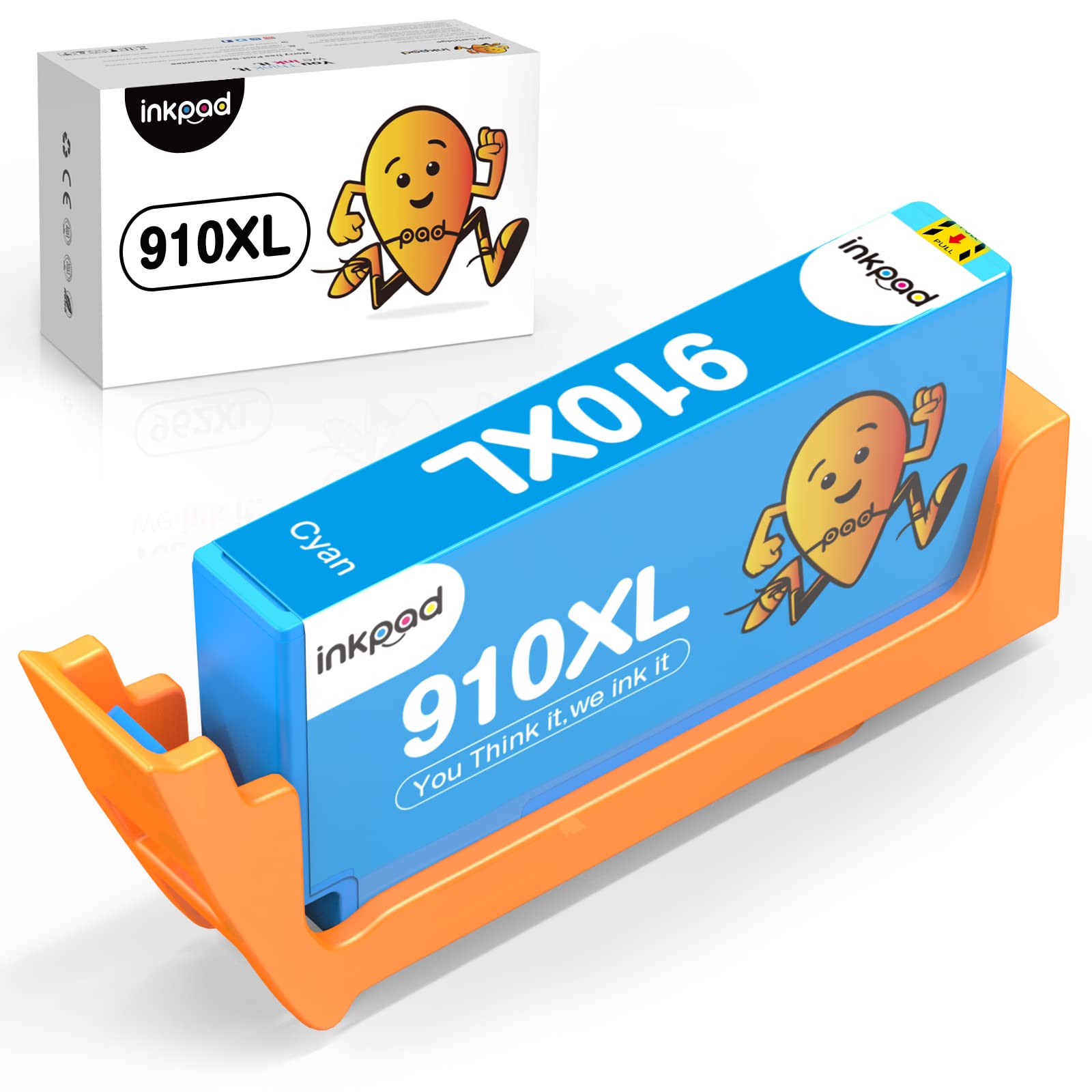 iNKPAD Remanufactured Ink Cartridge Replacement for HP 910 910XL - Compatible with OfficeJet 8022 8025 8035 8025e 8035e 8028 8015 8018 8020 8024 8010 Printers (1 Cyan) - Perfect for Home & Office Printing, Documents, Photos & School Projects