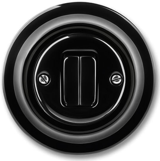 ABB Decento Double Push Button Dimmer Switch - Black Porcelain Finish for Home & Office Lighting Control