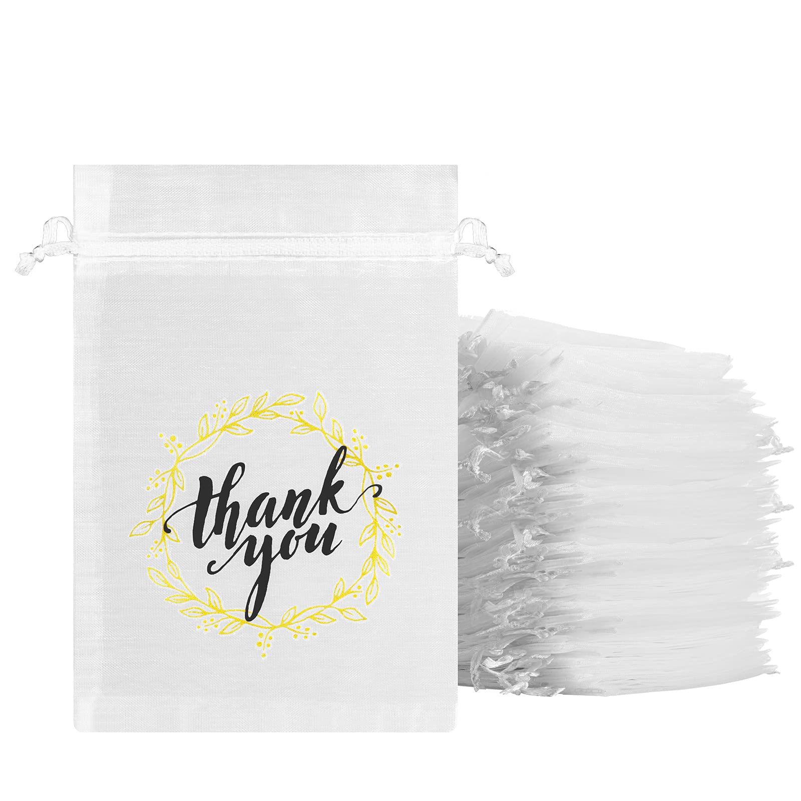 HongyiTime 100 PCS 4x6 White Organza Drawstring Bags - Sheer Mesh Favor Bags for Jewelry, Wedding, Party Favors, Candy, Sachets & Makeup - Perfect for Gift Wrapping, Bridal Showers & Special Occasions
