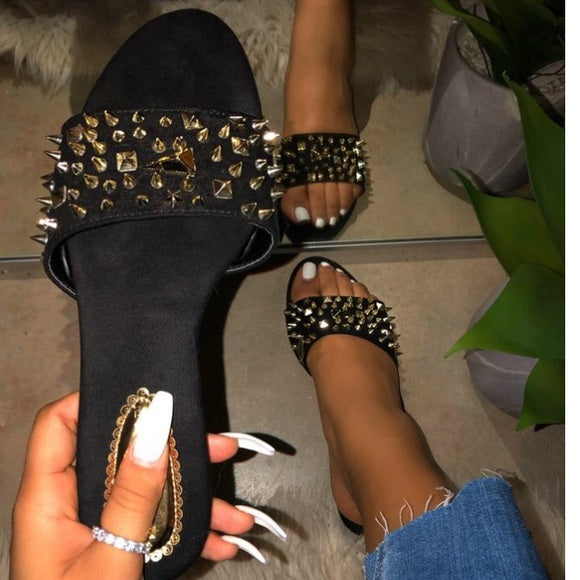 Carly Black Spiked Sandals for Women - Stylish Punk Rock Ankle Strap Heels - Perfect for Concerts, Parties & Night Out