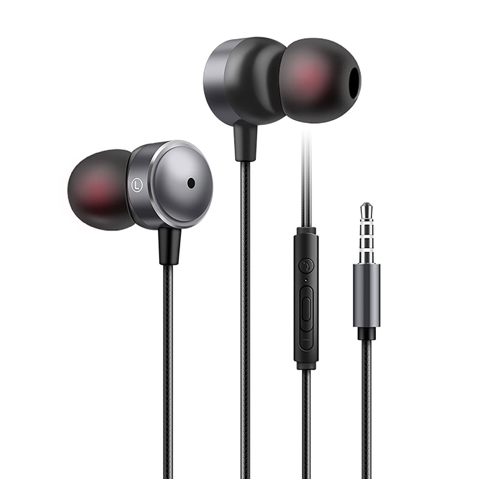 Premium In-Ear Wired Headphones with Built-in Mic - 3.5mm Noise Isolating Earbuds for iPhone, Android, Laptop, Gaming & Music - Perfect for Workouts, Commuting & Online Classes (Black, Universal Fit)