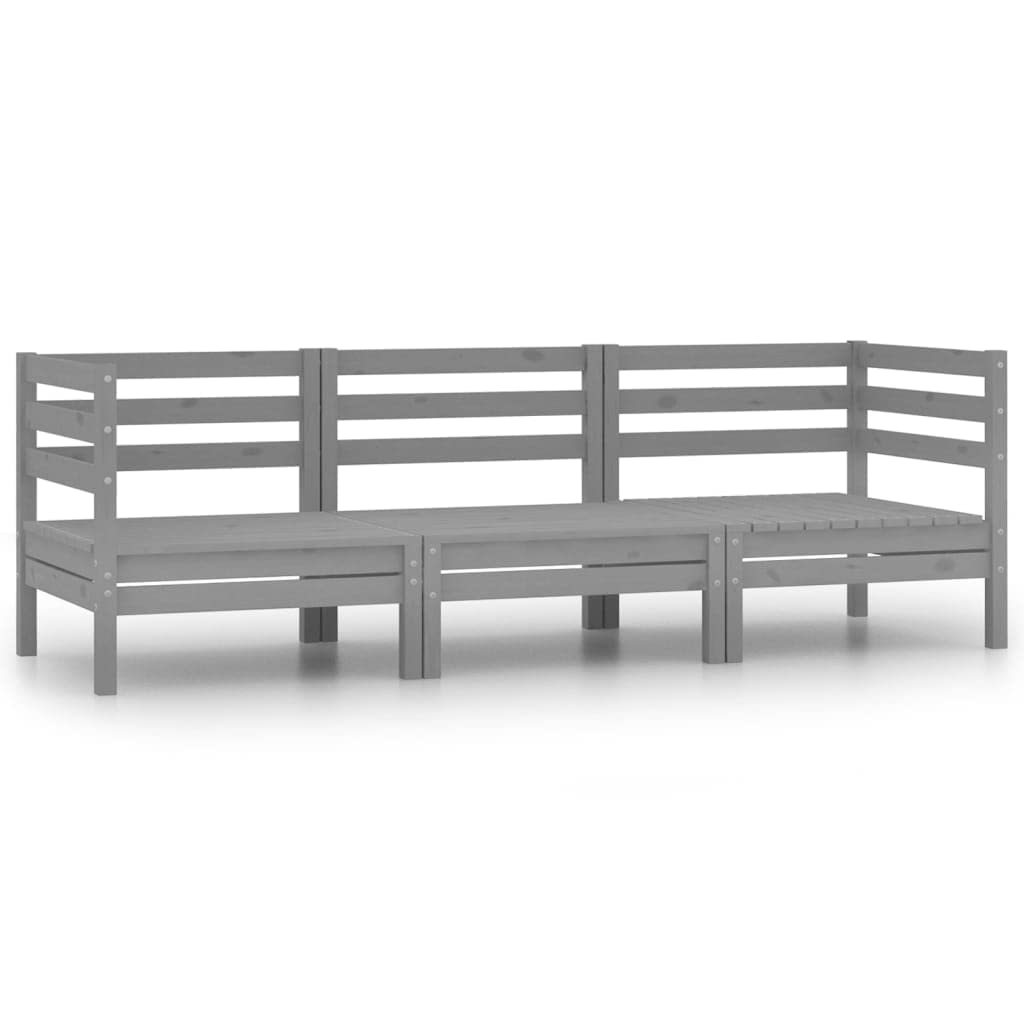 3-Piece Outdoor Patio Lounge Set - All-Weather Resistant Pinewood Furniture for Terrace, Deck, Balcony, Garden & Lawn (Gray) - Perfect for Relaxing, Entertaining & Outdoor Dining