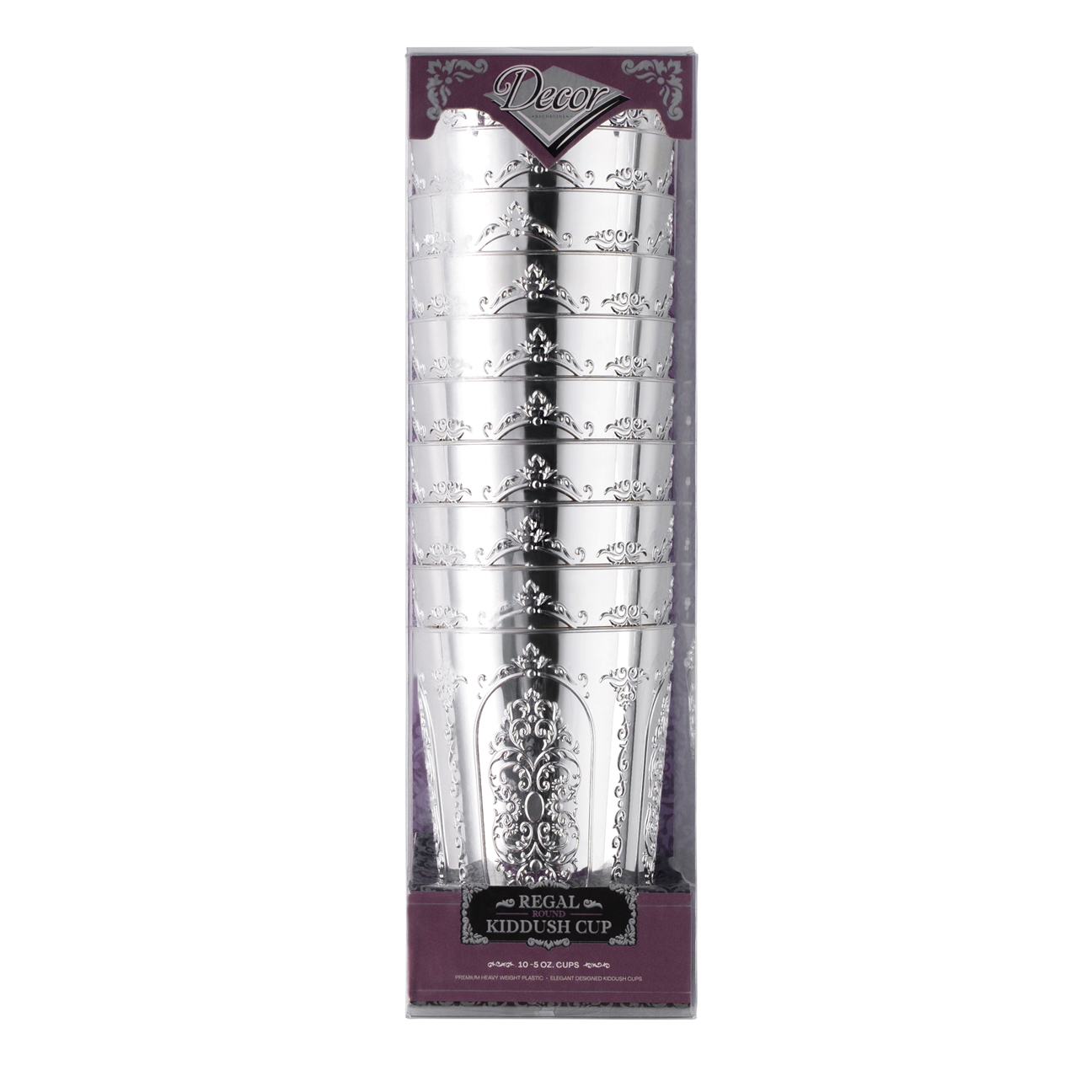 10 Pack 5 oz. Elegant Round Kiddush Cups for Jewish Holidays - Perfect for Shabbat, Passover, and Wedding Ceremonies