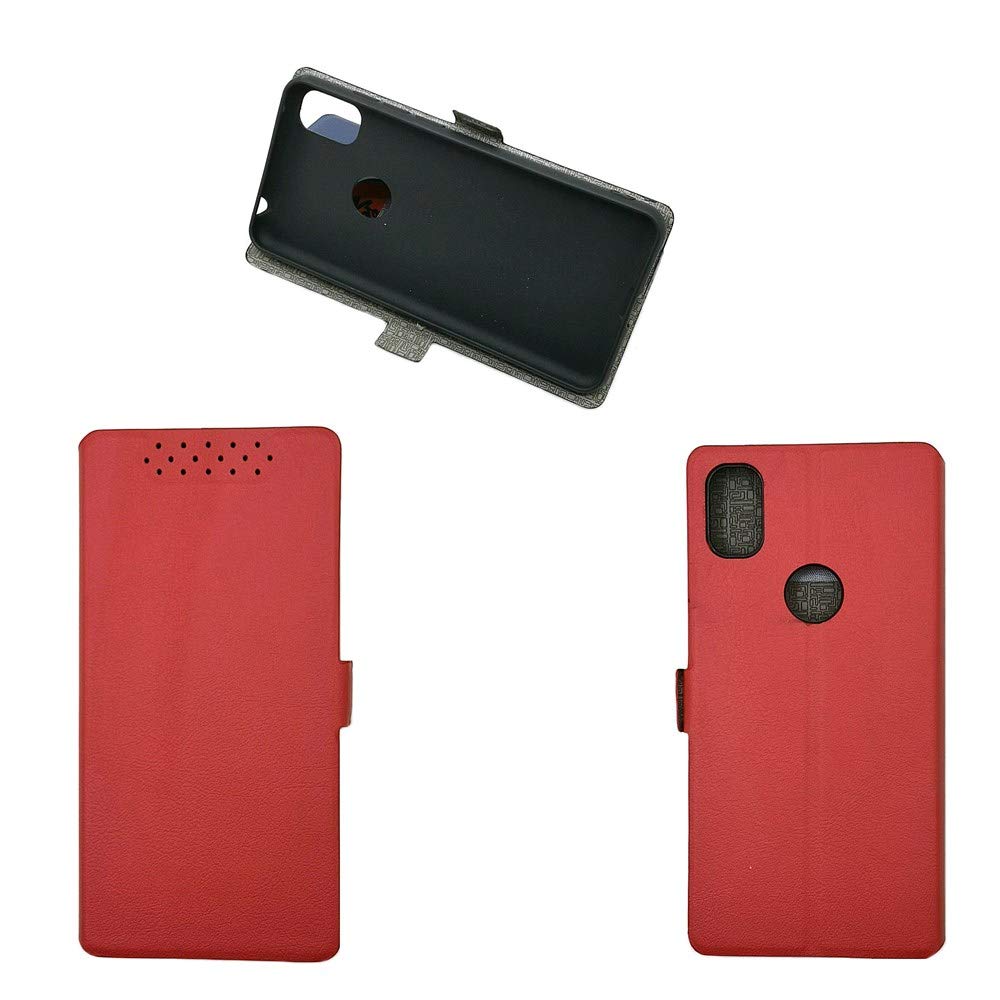 Premium PU Leather Flip Cover Case for TCL REVVL 4 (5007B/5007W/5007Z) - Compatible with T-Mobile REVVL 4 - Stylish Red Protective Phone Case for Daily Use, Work & Travel