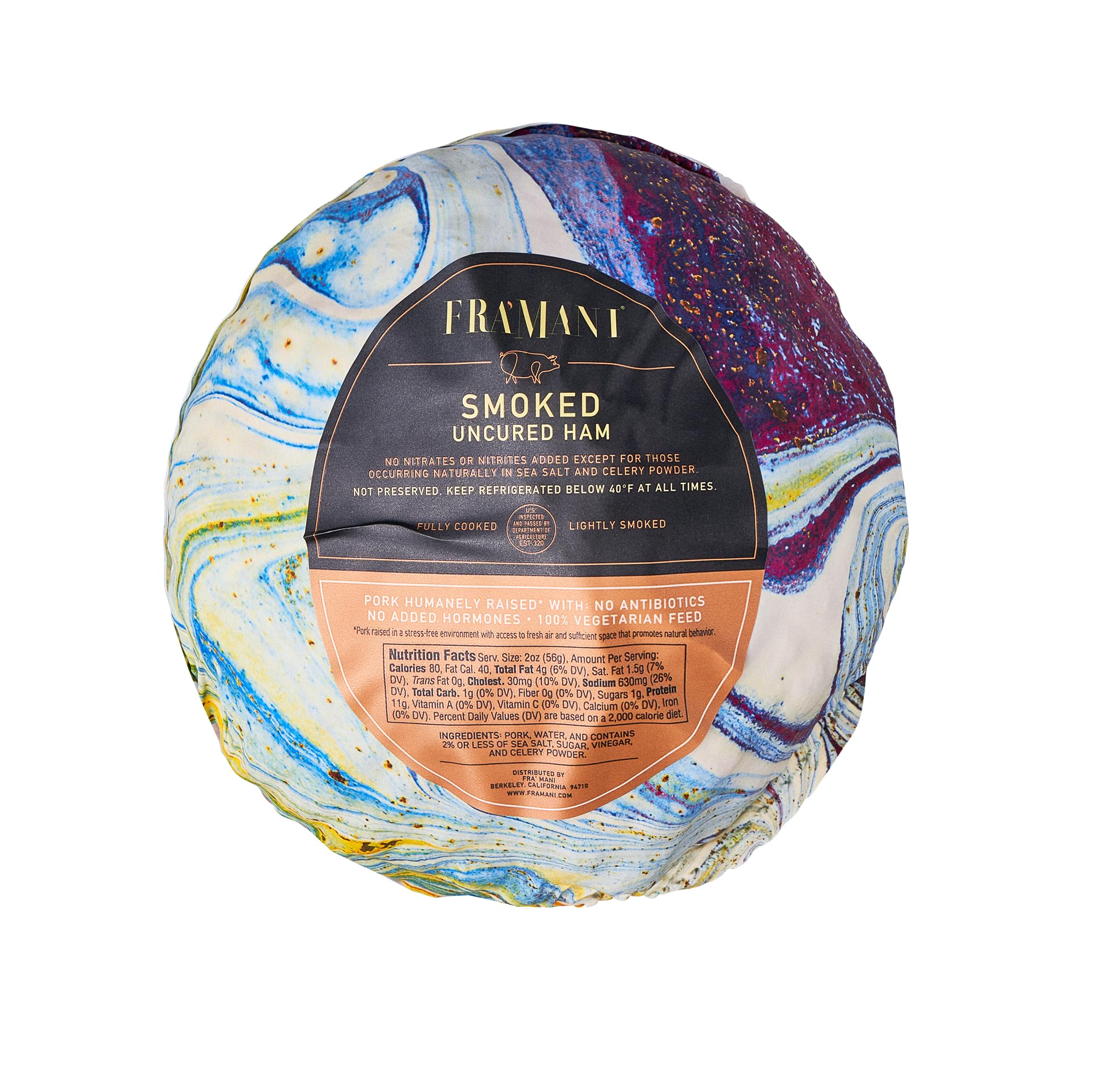 FraMani Smoked Ham - 6 lbs, Nitrate & Nitrite Free, Keto-Friendly, Paleo & Whole30 Approved - Perfect for Holiday Dinners, Charcuterie Boards & Healthy Meal Prep