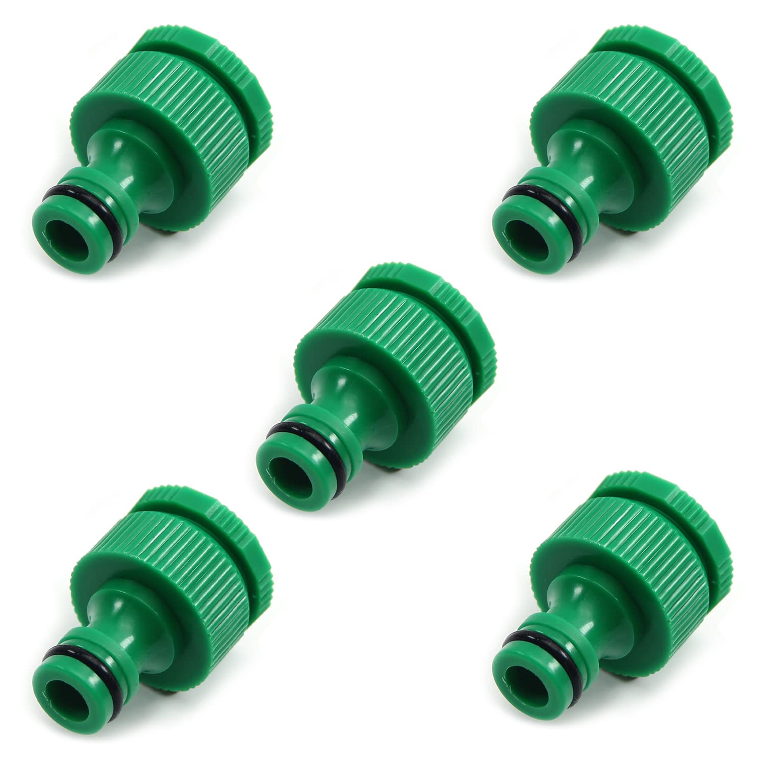 MroMax 5Pcs Quick Connect Hose Tap Adapter - G1/2 & G3/4 Threaded Faucet Nozzle for Garden Irrigation System - Perfect for Watering, Sprinkler Setup & Outdoor Cleaning