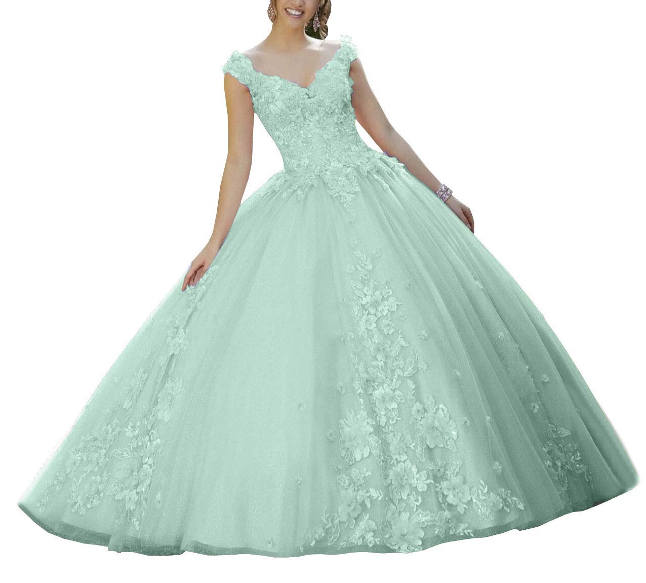 Elegant Women's Tulle Quinceanera Dress with Beaded Appliques | Backless Sweet 16 Ball Gown for Princess Party | Perfect for Quinceañeras, Proms, and Formal Dances