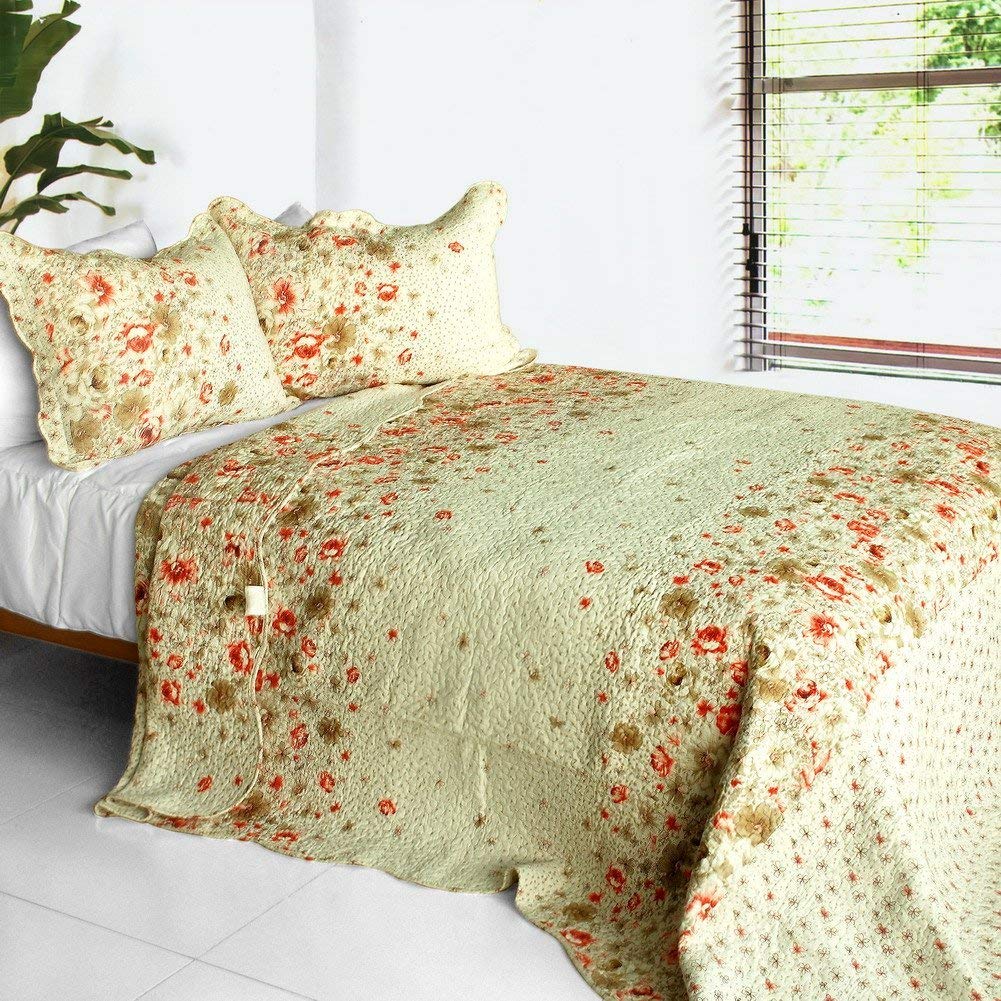 Blancho 3-Piece Cotton Vermicelli-Quilted Printed Bedding Set - Full/Queen Size Soft Breathable Comforter for Cozy Bedroom Decor & Guest Room Essentials