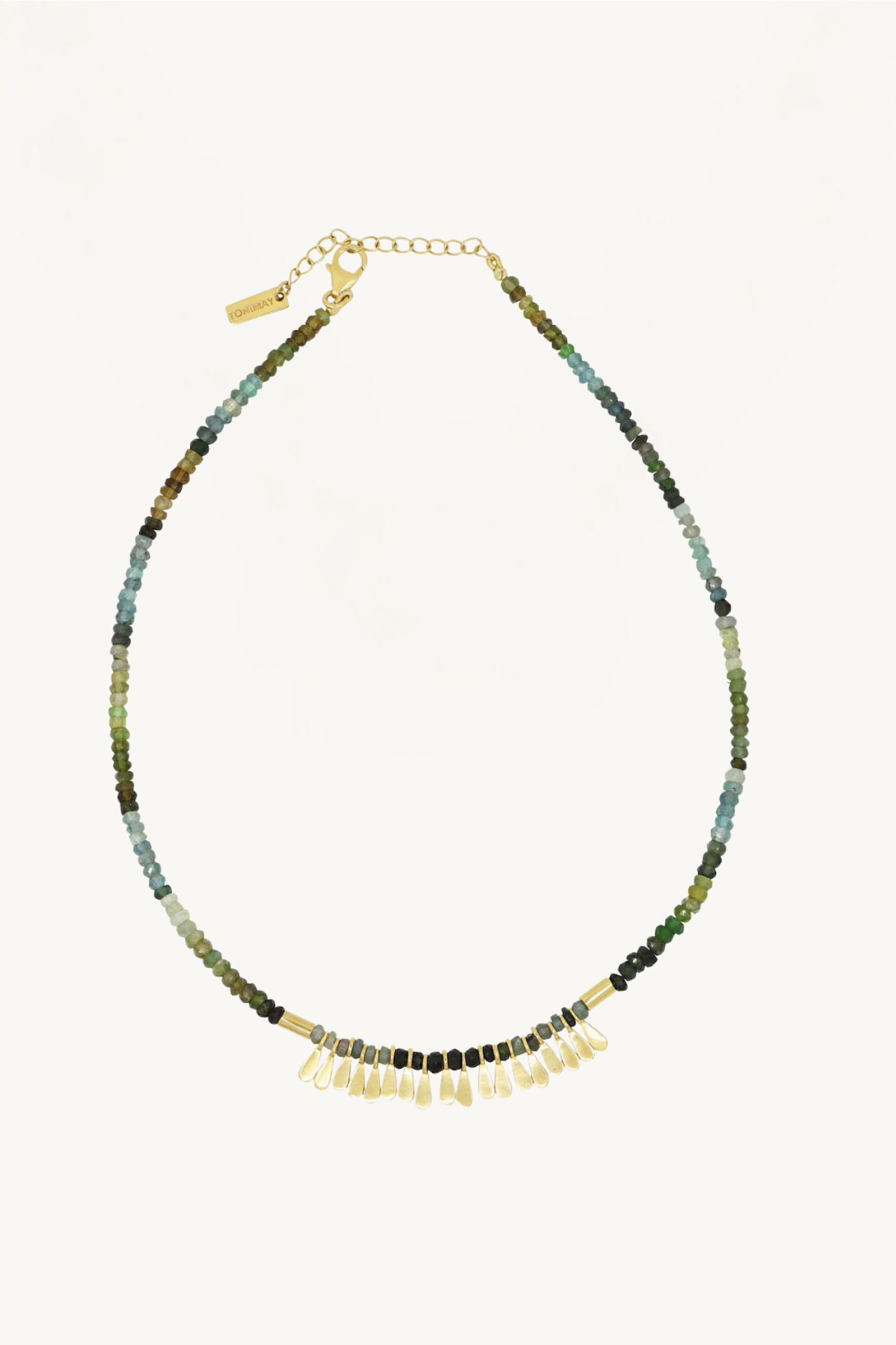 Flora Tourmaline Gold Tassel Necklace for Women - Elegant Bohemian Jewelry for Parties, Weddings & Date Nights