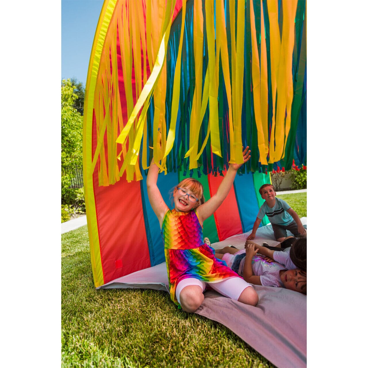 Giant Tickle Run Through Tunnel - Kids Play Crawl Tunnel for Indoor/Outdoor Fun - Perfect for Birthday Parties, Backyard Play & Preschool Activities