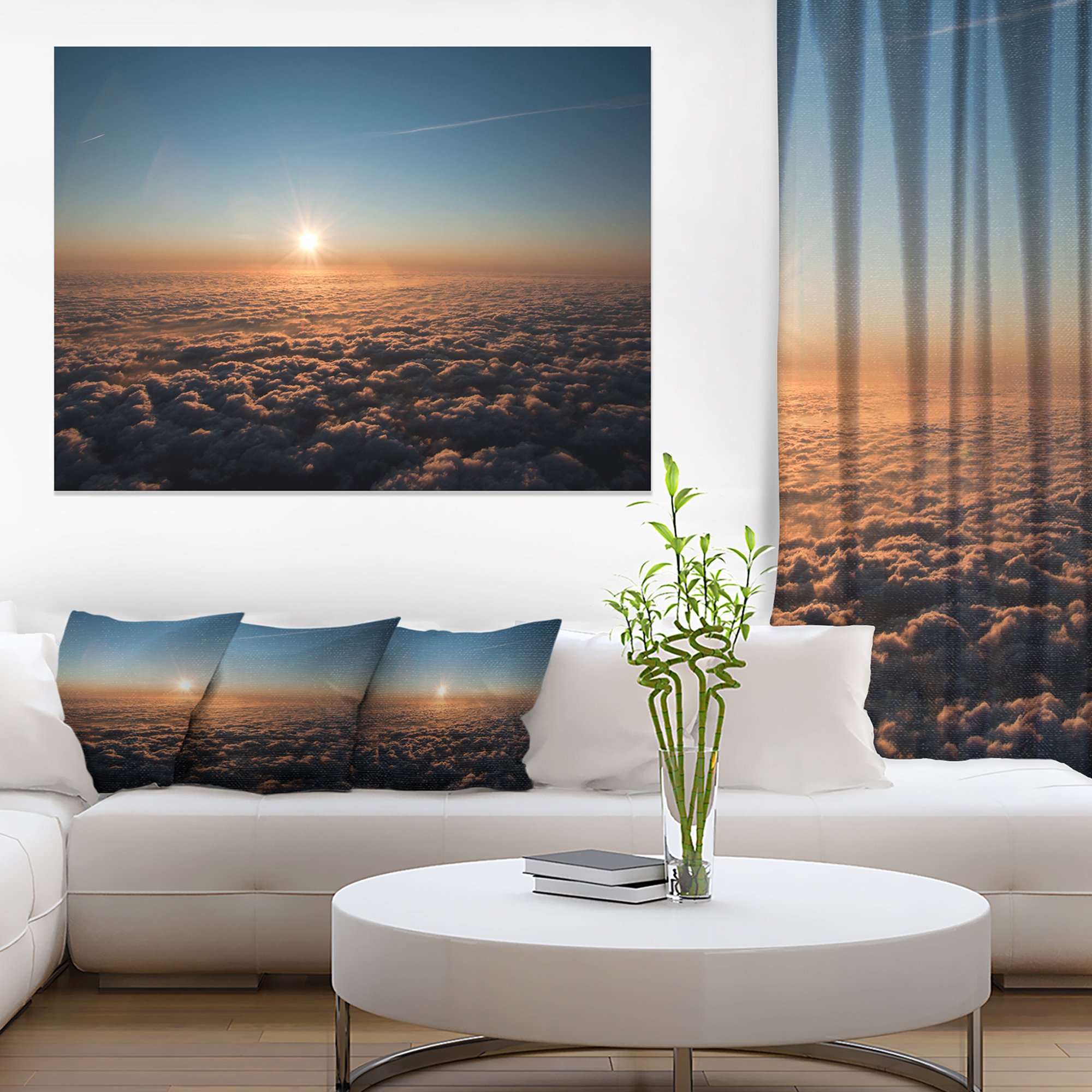 Sunset Over Dark Clouds - Extra Large Beach Canvas Wall Art for Living Room, Bedroom & Coastal Decor