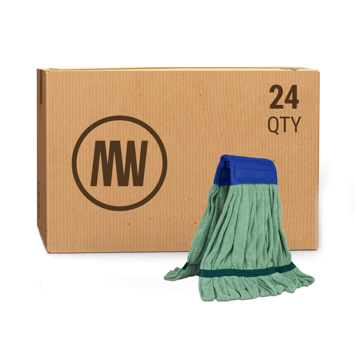Medium Microfiber Tube Mop Head (14 oz) - Lighter Than Traditional Cotton String Mops | Commercial & Industrial Cleaning Supplies | Durable for Floors, Kitchens, Warehouses (Green, Pack of 24)