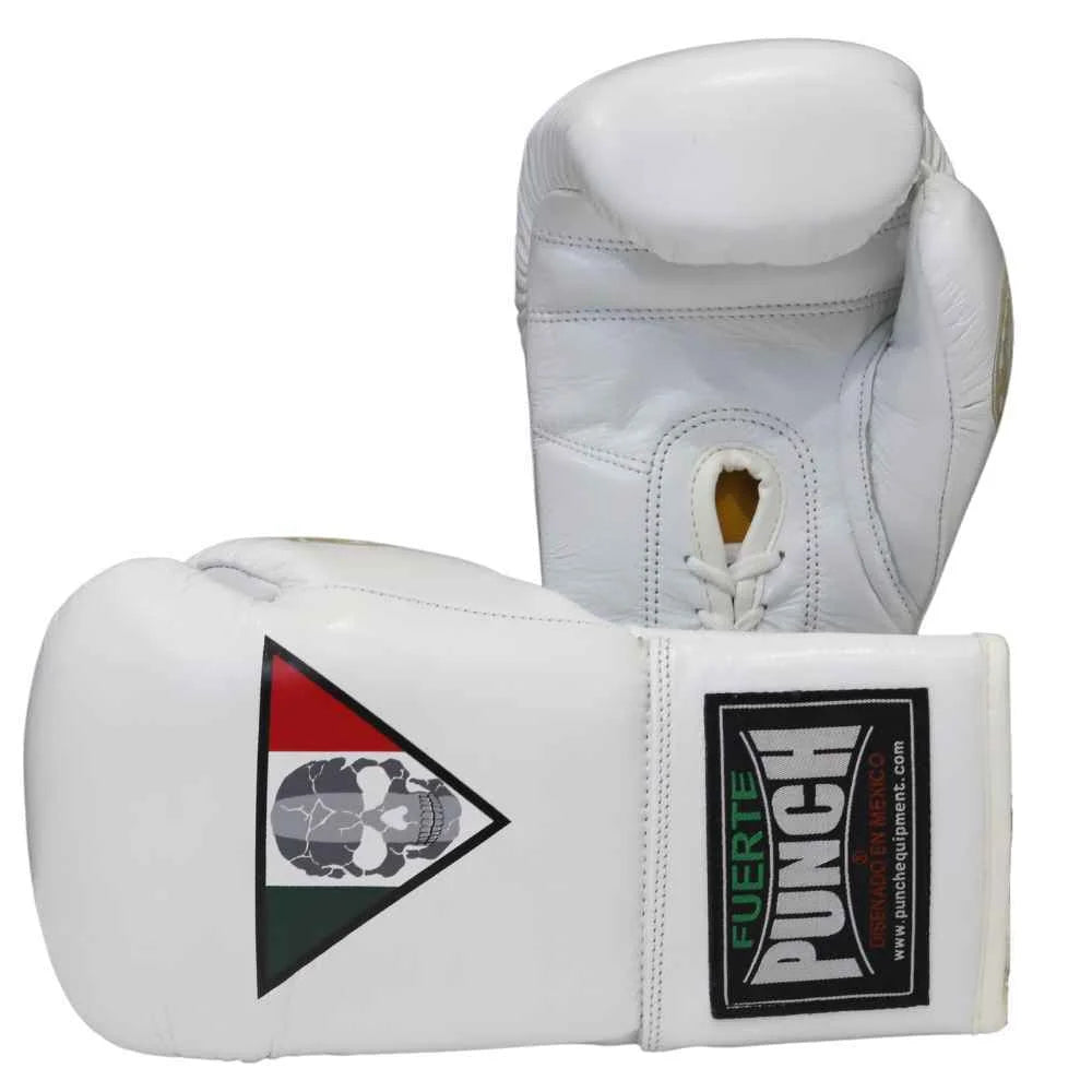 Premium Mexican Lucky 13 Boxing Gloves - White Lace-Up Training Gloves for Professional & Amateur Fighters | Ideal for Boxing Gyms, Sparring & Heavy Bag Workouts