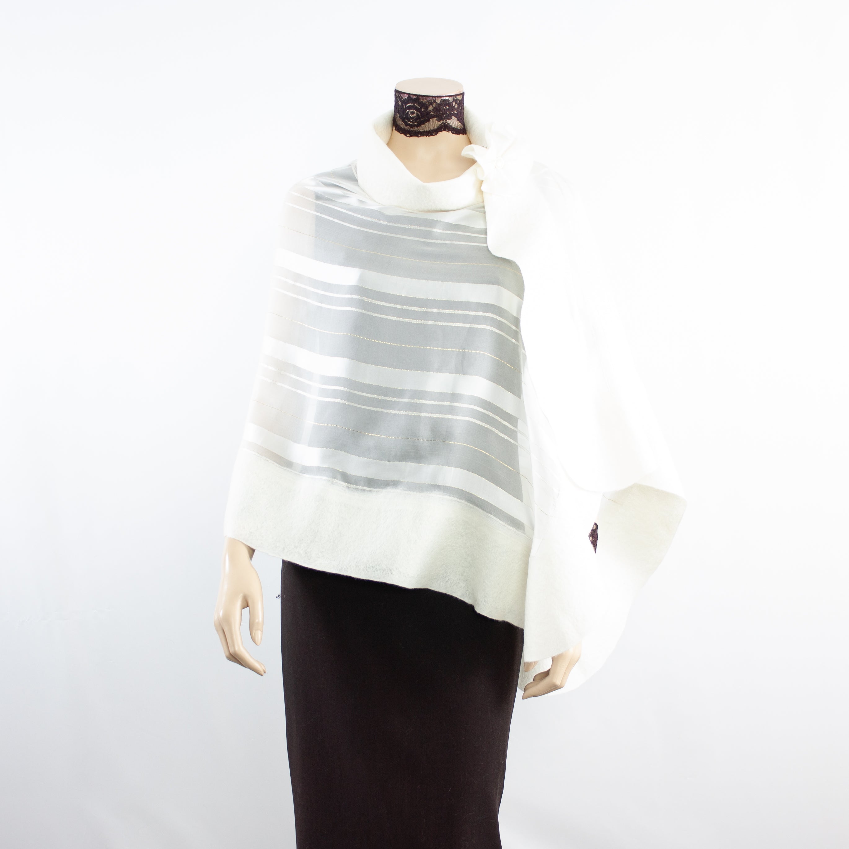 Exclusive White Silk Shawl #268 - Elegant & Luxurious Wrap for Women - Perfect for Weddings, Parties & Evening Events