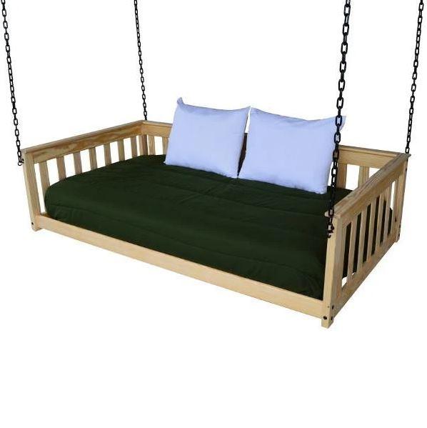 A & L Furniture Mission Style Hanging Daybed with Heavy Duty Chain - Perfect for Porch, Patio, Garden & Outdoor Relaxation