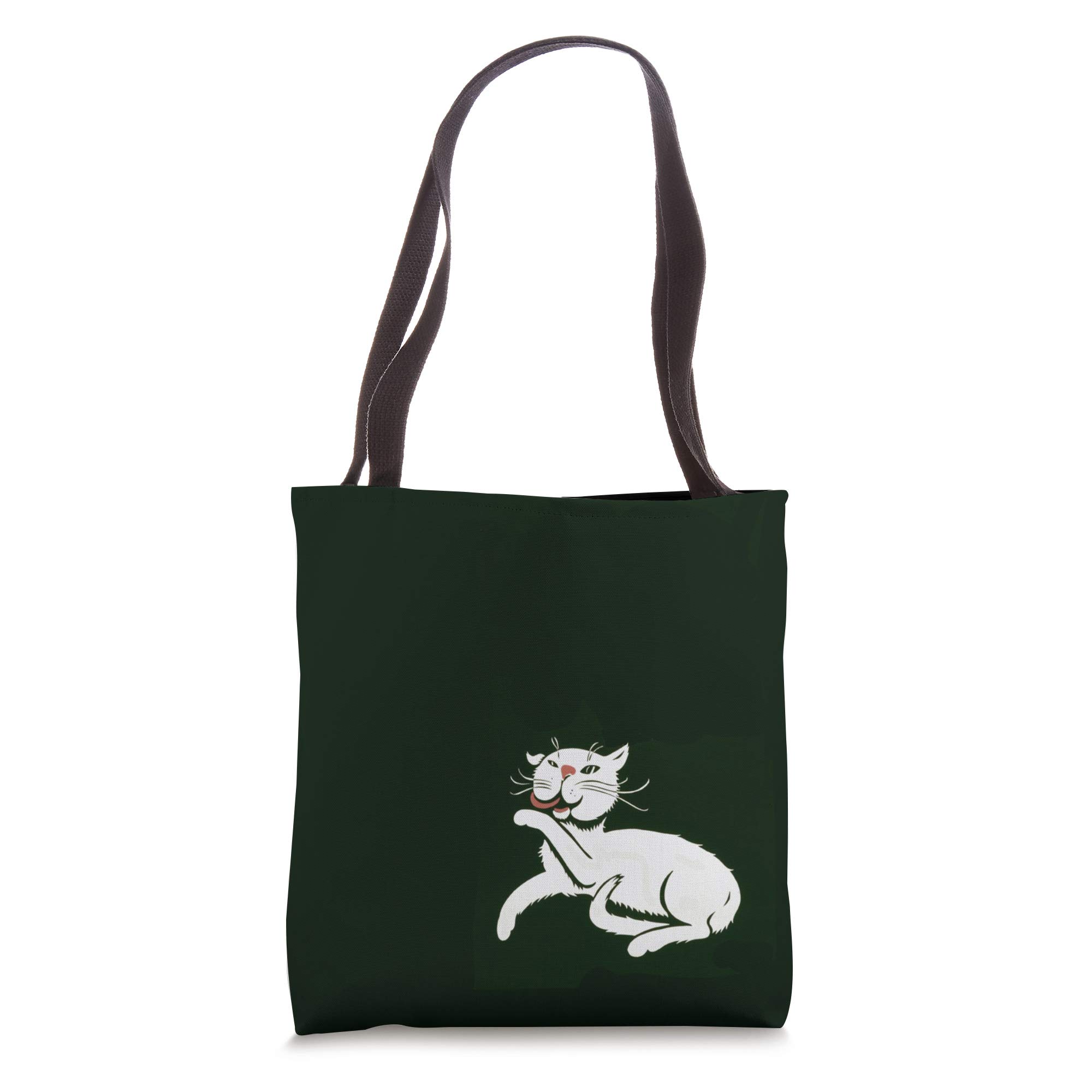 Stylish White Cat Print Tote Bag - Cute & Durable Cotton Canvas Shopping Bag for Women, Perfect for Groceries, Beach, Work & School