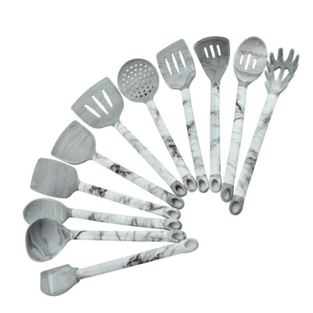 Premium 11-Piece Marble Pattern Silicone Cooking Utensil Set - Non-Stick, Heat Resistant Kitchen Tools for Baking, Cooking & Serving - Perfect for Home Chefs & Gift Giving