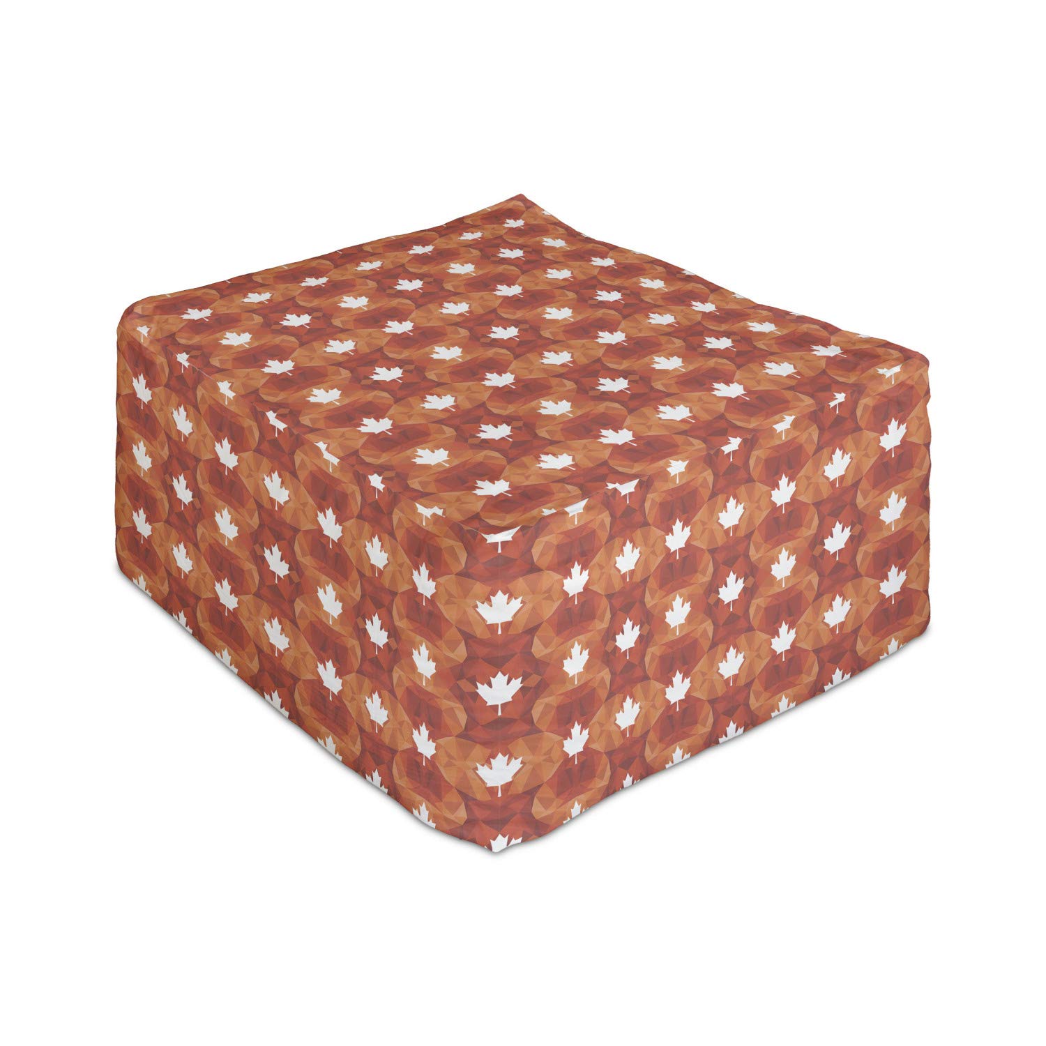Ambesonne Burnt Orange Rectangle Pouf Ottoman with Cover - 25