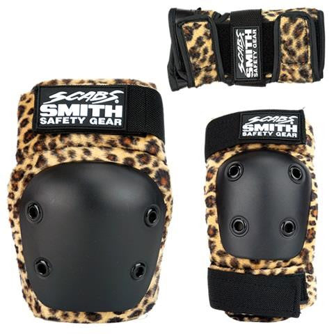 Smith Scabs Tri Pack Youth Knee Pads - Leopard Print for Skateboarding, BMX & Scooter Protection - Durable & Comfortable for Kids & Teens
