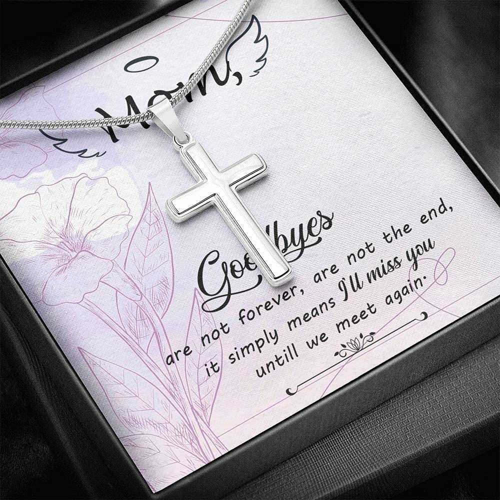 To My Mom Goodbye Necklace - Meaningful I'll Miss You Until We Meet Again Pendant with Message Card | Heartfelt Birthday Gift for Mother | Jewelry for Long Distance, Memorial, or Special Occasion Gifts from Daughter