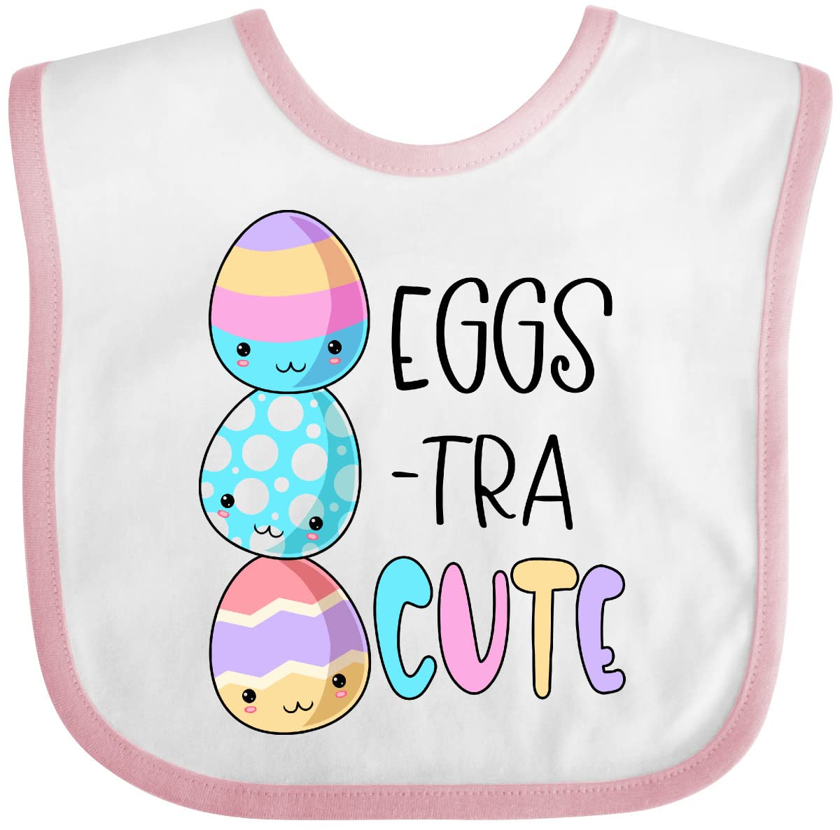 Inktastic Eggs-tra Cute Fun Easter Eggs Baby Bib - Soft Cotton Drool Bib for Infants & Toddlers - Perfect for Easter Celebrations, Baby Showers & Holiday Photos