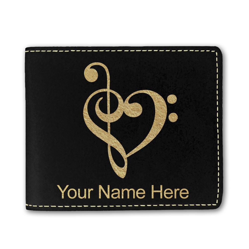 Personalized Engraved Faux Leather Wallet with Music Heart Design - Perfect Gift for Valentine's Day, Anniversary & Everyday Use